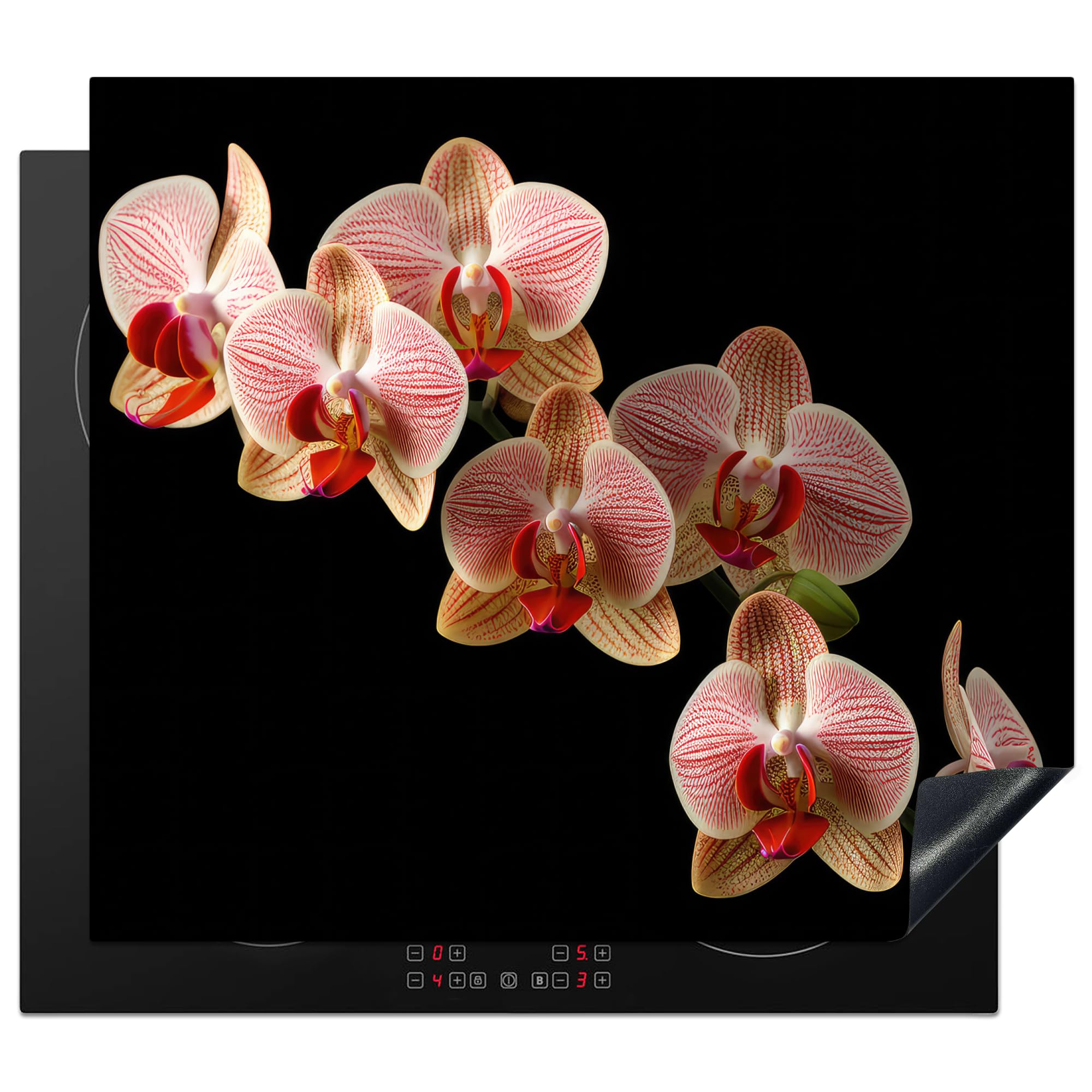 KitchenYeah© Induction Hob Cover Protector Mat 20.5"x23.6" / 60x52 cm Kitchen Universal Ceramic Covers for Electric Cookers Vinyl Flowers - Orchid - Pink - Botanical - Nature — image 1