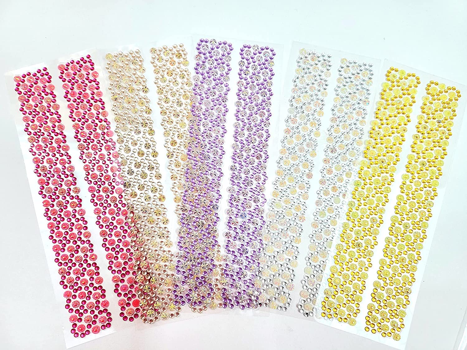 Economical store 91 Pack of 5 Sheets Multicoloured self Adhesive Stone Stickers and Diamond Crystals for Scrapbooking Art and Craft and Card Making Activity.