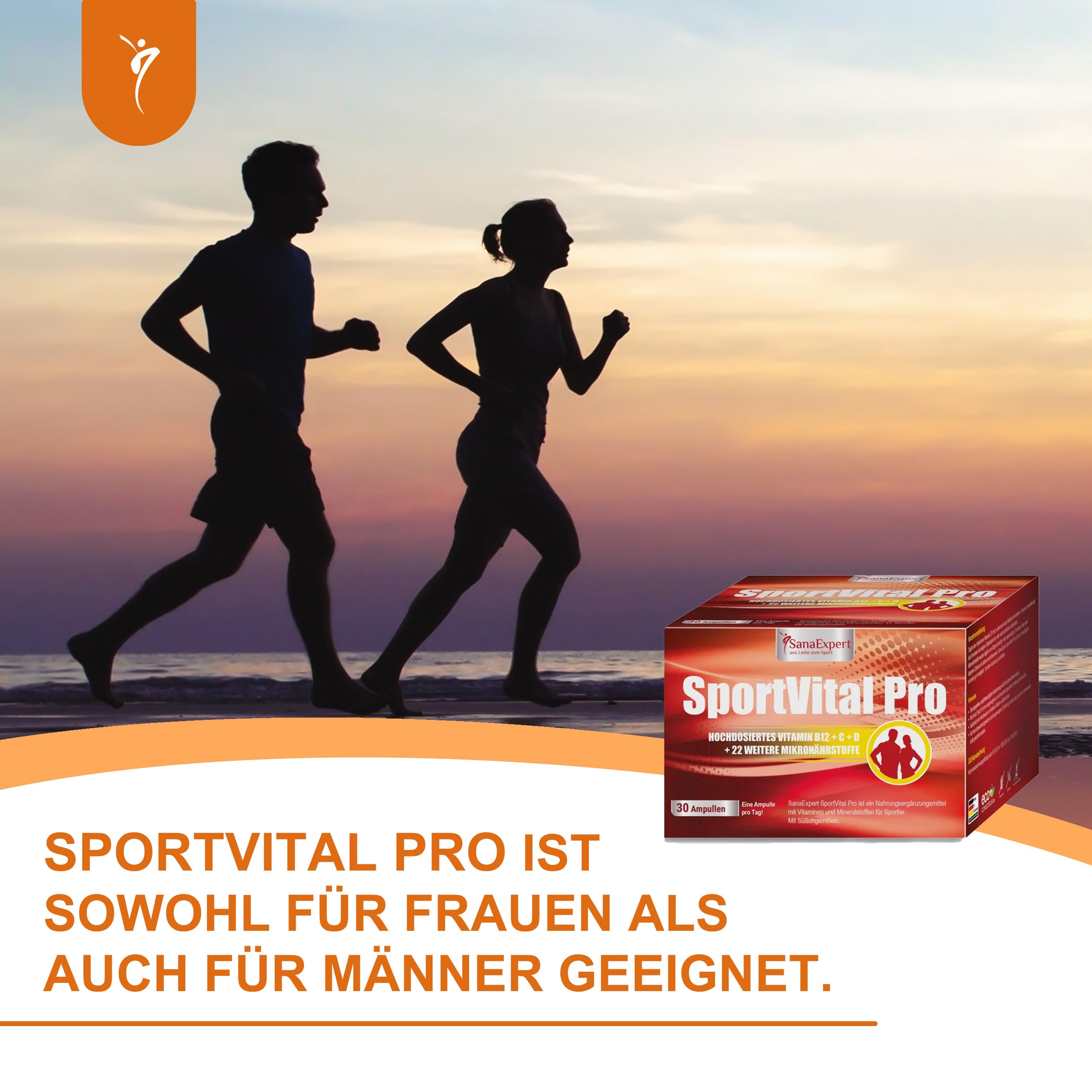 SanaExpert® SportVital Pro – Multivitamin für Sportler mit Magnesium, Eisen, Zink & B-Vitaminen | für Energiestoffwechsel & Immunsystem | mit L-Carnitin, 30 Trinkampullen à 25 ml, Made in Germany