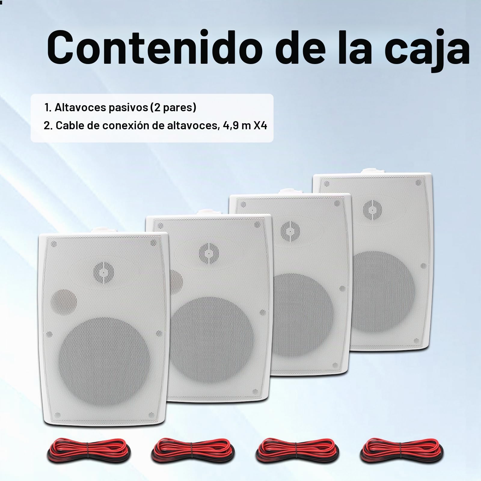 STUDIOFINIX Altavoces para Exteriores de 6.5 Pulgadas montados en la Pared, 800 W, Color Negro, solución de Audio Resistente a la Intemperie y de Alto Rendimiento (4 Altavoces) (Blanco)