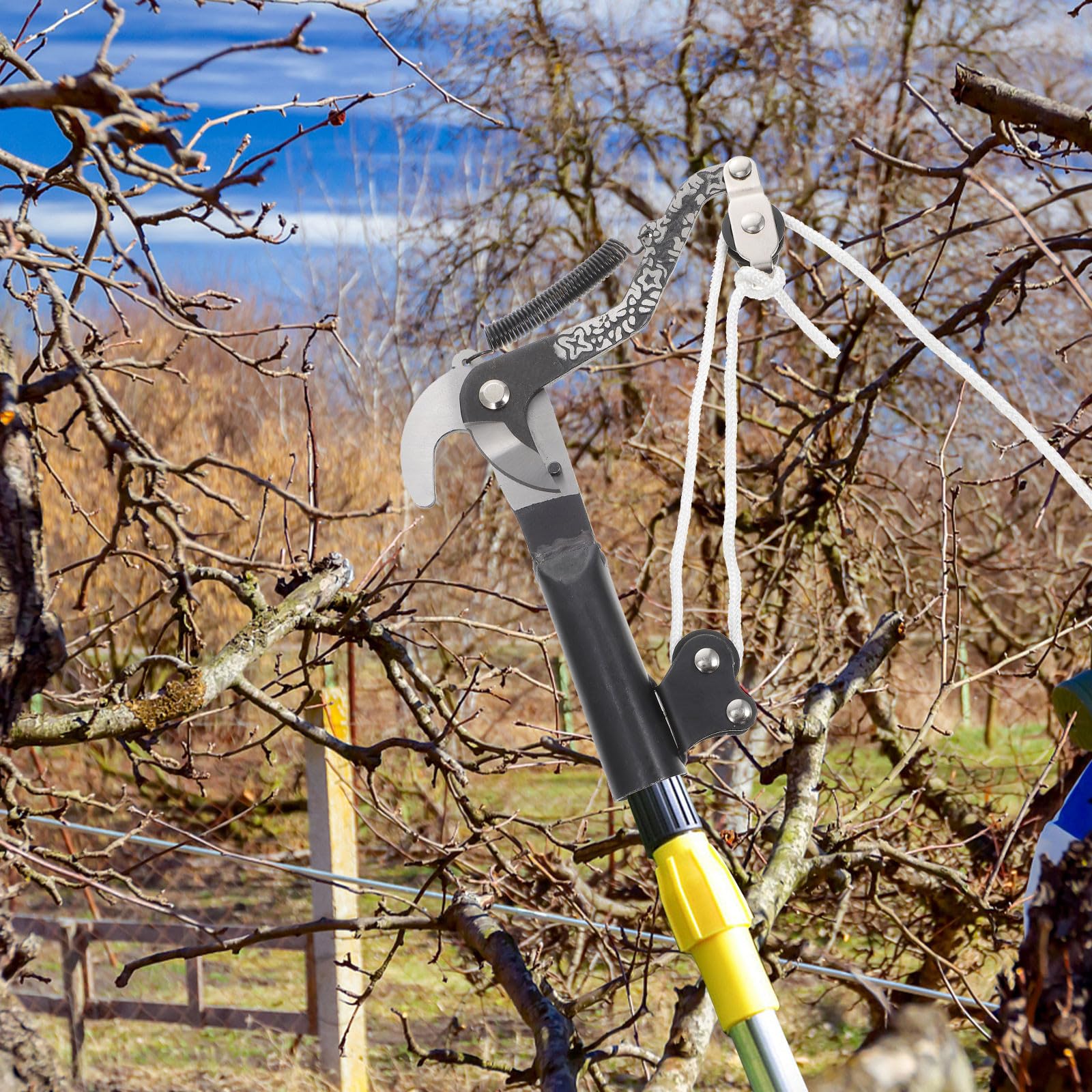 Kichvoe Cesoie da Potatura Telescopiche Molla Ammortizzante, Forbici da Giardinaggio Multiuso in Acciaio Resistente per Potatura Piante e Fiori, Attrezzo Domestico per Giardinieri