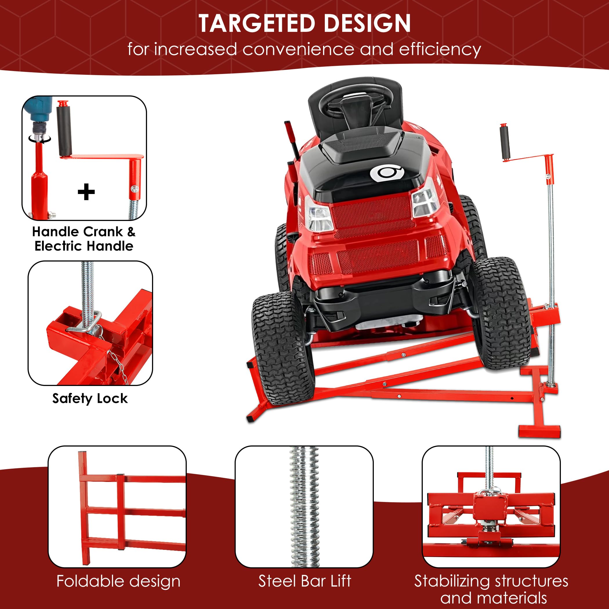 DetalleGo Ride On Lawn Mower Jack Lift, Telescopic Maintenance