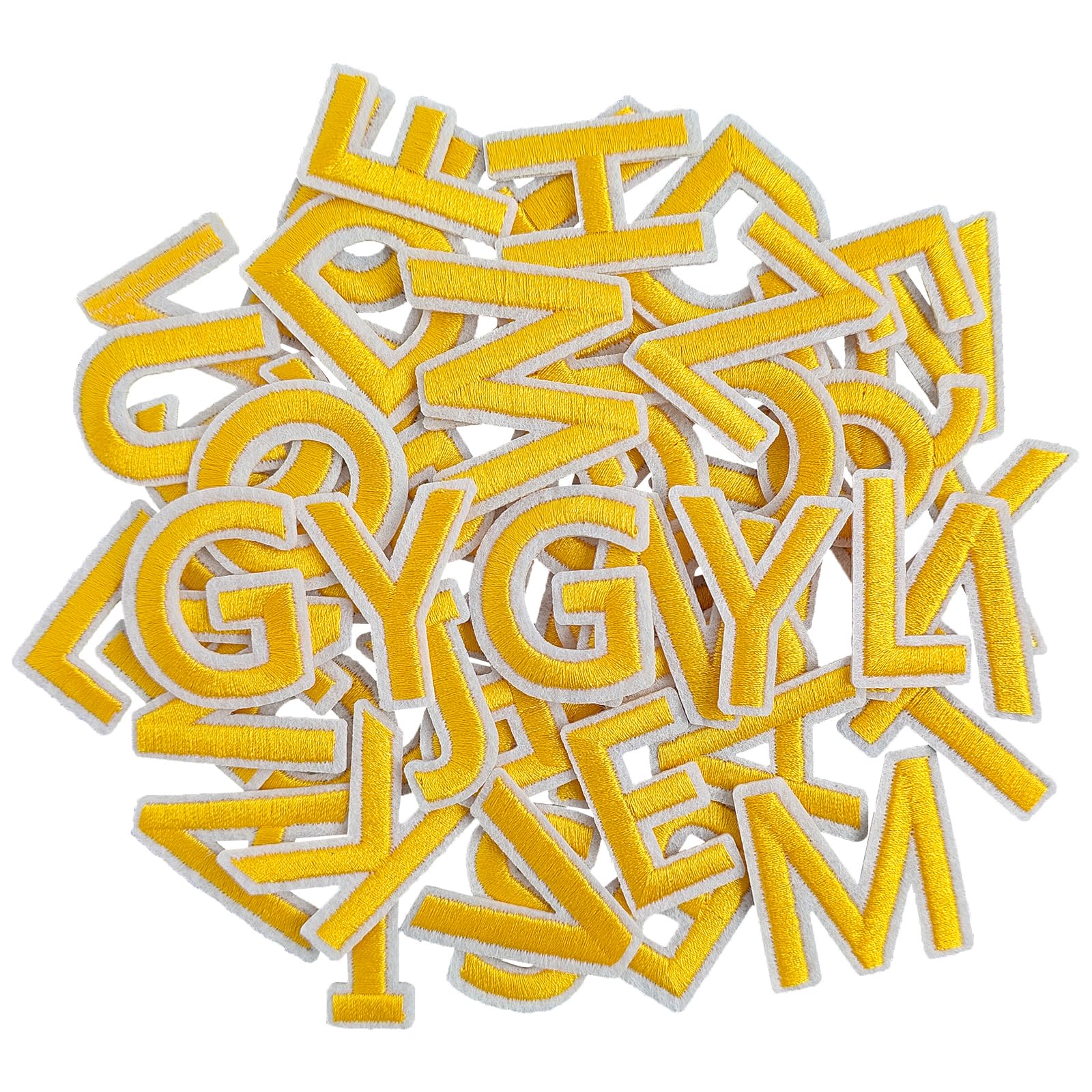 Écussons brodés alphabet A-Z jaunes de 3,8 cm pour customiser les vêtements Lot de 104