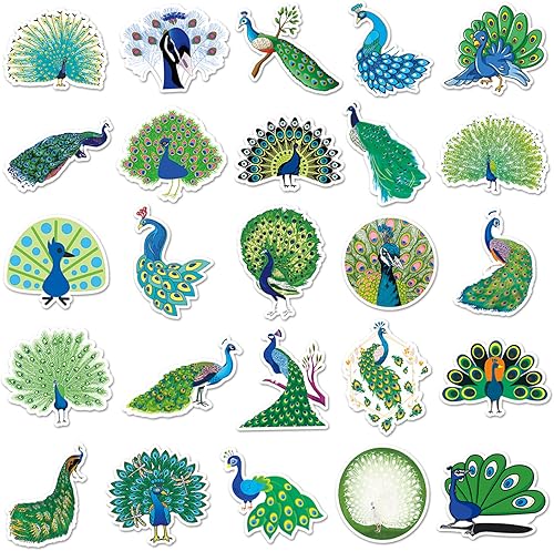 Miniatura 3 de Calcomanías de pavo real para niños y niñas adolescentes 50 calcomanías de vinilo de búho verde para botellas de agua calcomanías estéticas de