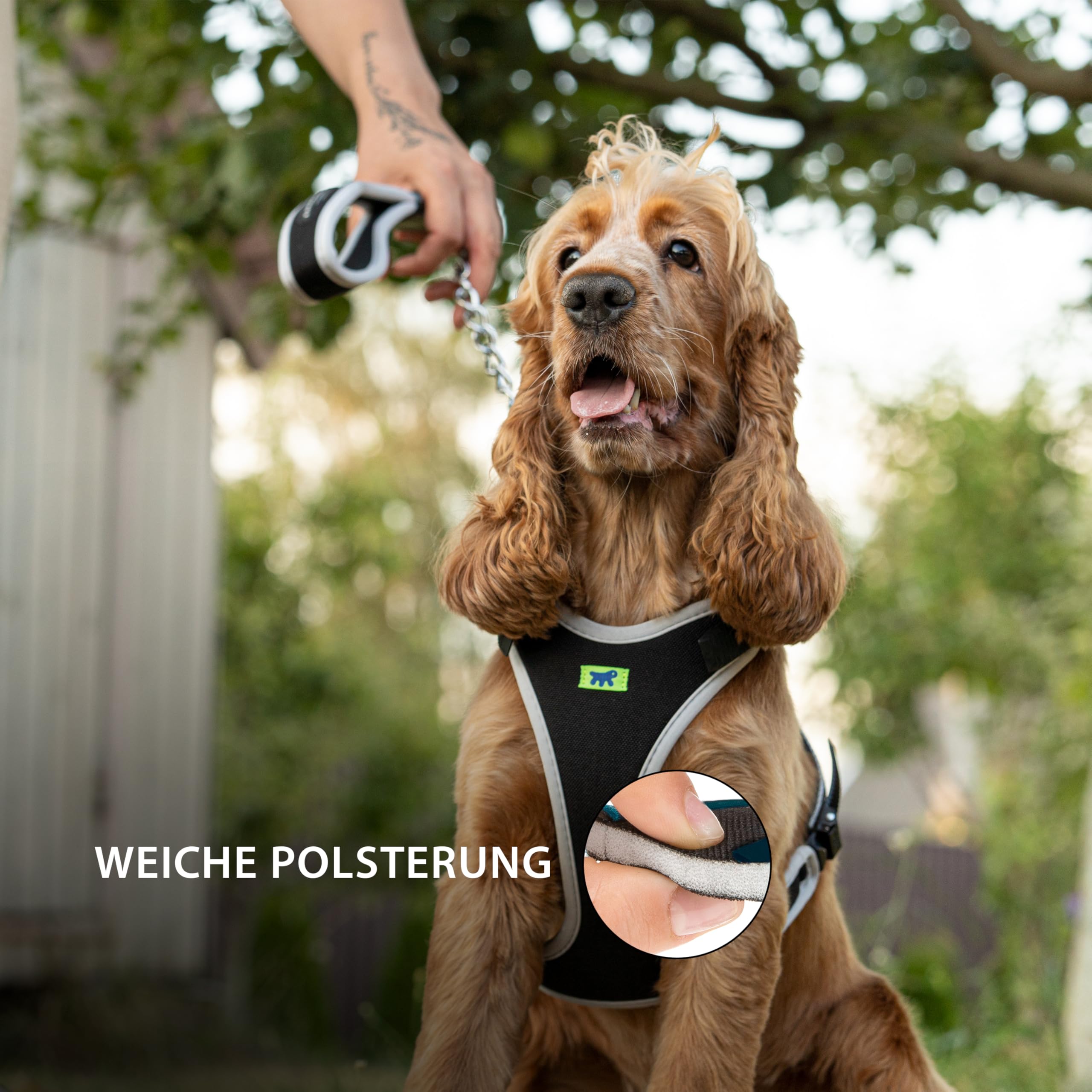 Ferplast Hundegeschirr für große Hunde ERGOCOMFORT, verstellbar, komfortabel, gepolstert, mit Schnellverschluss, Größe L, max. 40 kg. Silber