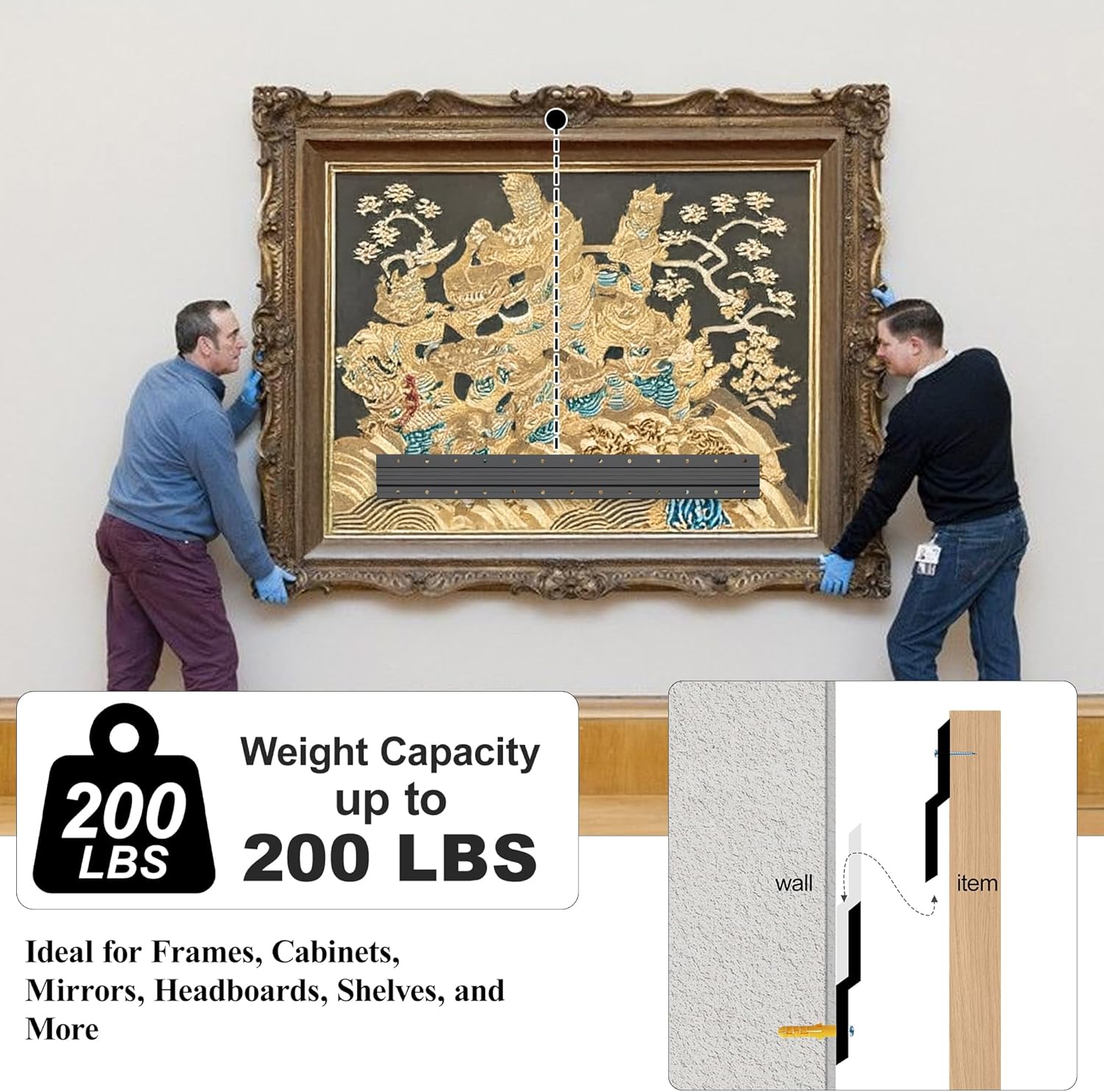French Cleat Hanger 30 Inch, 2 Pairs Heavy Duty Aluminium Z Bar Clips Picture Hanging Kit, Interlocking Wall Mount Bracket for Mirror, Picture, Headboard, Shelf, Supports 200 lbs