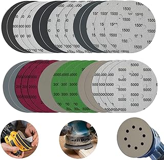 30pcs 5 Inch Sanding Discs Hook and Loop 5 Inch 8 Holes Wet Dry (800/1000/1500/2000/3000/5000) Grit Silicon Carbide Flocking Round Orbital Sandpaper