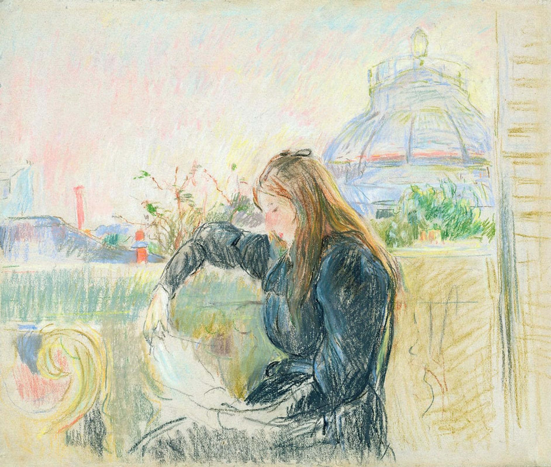 ARTXLXXBN Famous Painting Art Wall Decor Abstract Art Picture on the Balcony by Berthe Morisot Animal Pictures for Home Decor 60x90cm