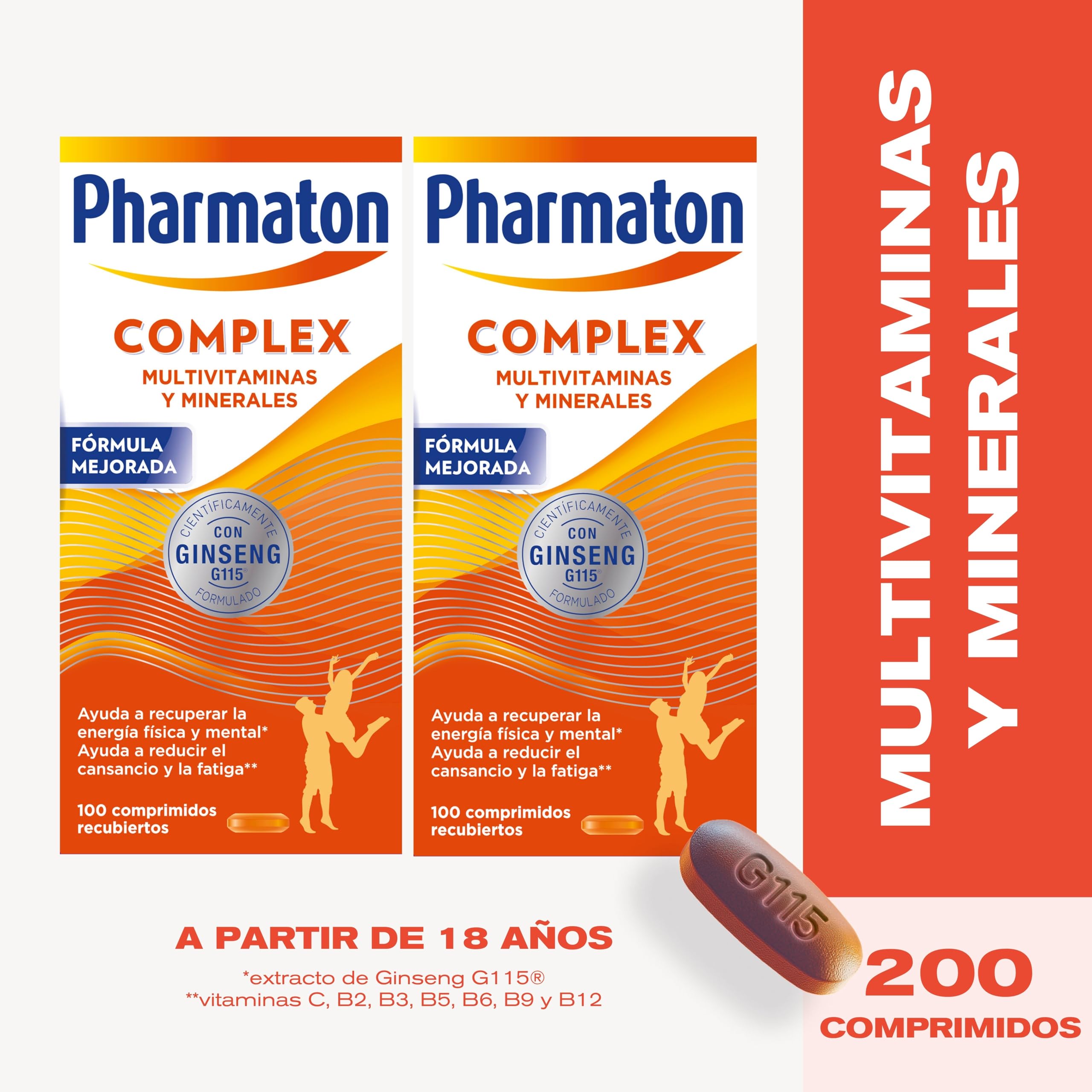 Pharmaton Complex - Multivitamínico con Ginseng G115-200 Comprimidos - Energía Física y Mental - Vitaminas para el cansancio