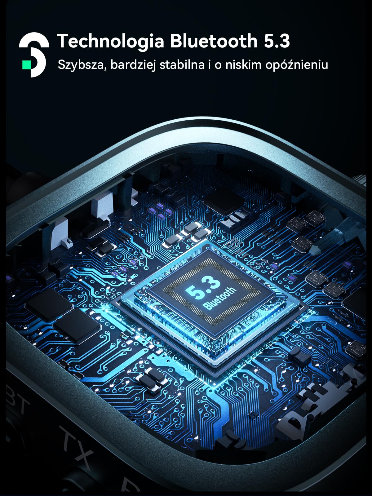 SOOMFON Odbiornik nadajnika Bluetooth 5.3 z gniazdem 3,5 mm z ekranem LCD, podwójne parowanie, adapter Bluetooth AUX 13H, bezprzewodowy nadajnik audio 2 w 1, do samolotu, telewizora, słuchawek