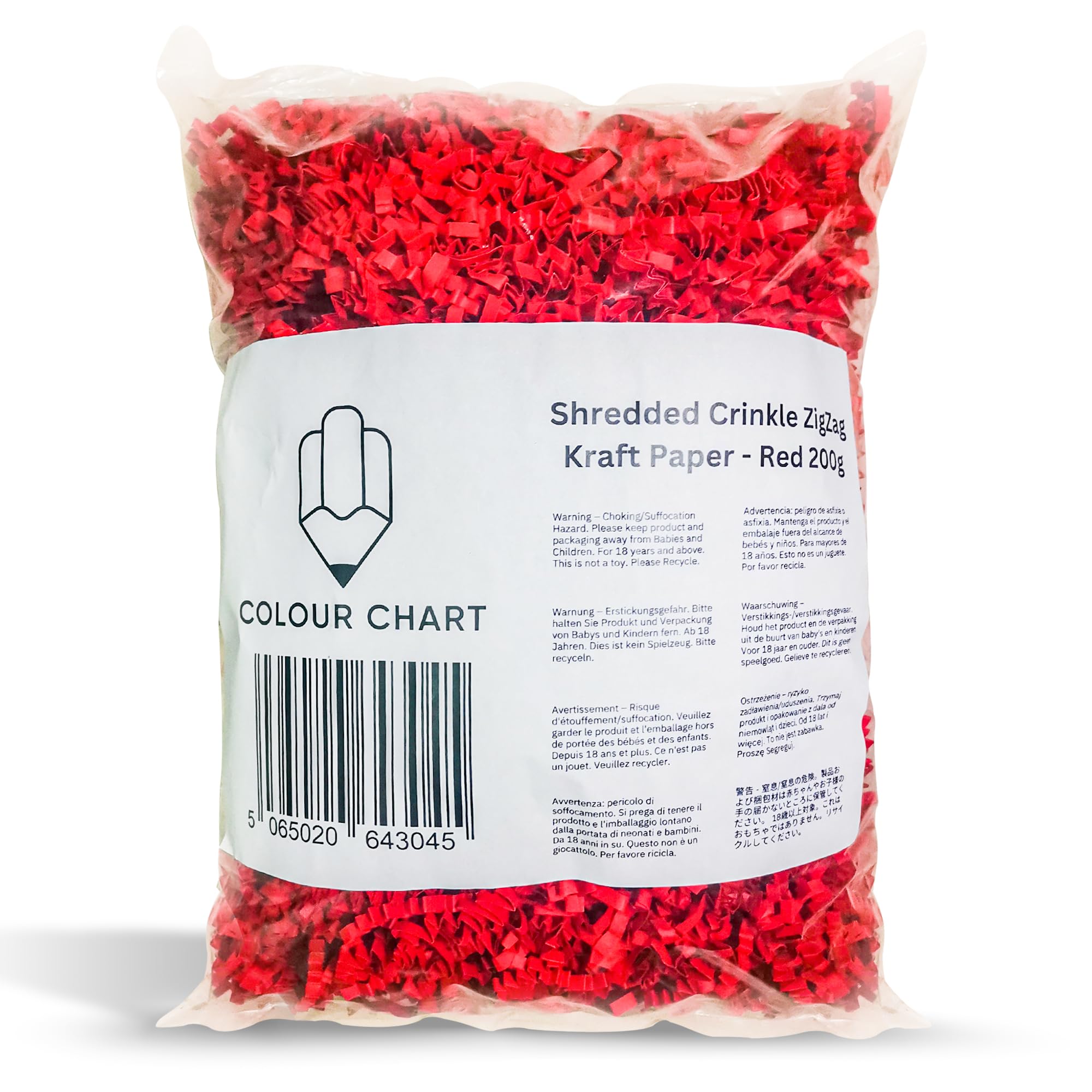 Shredded Crinkle ZigZag Kraft Paper, 200g, Red, for Gift Box and Hamper Filling