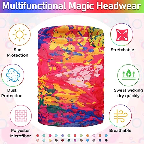 Miniatura 4 de Jiuguva 26 piezas de polaina de cuello para hombre, diadema bohemia, envoltura para la cabeza, a granel, senderismo, bufanda sin costuras, bandana