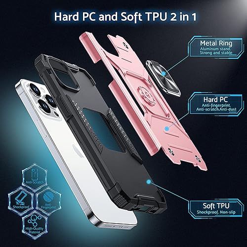 Miniatura 5 de Anqrp Diseñada para iPhone 12 y iPhone 12 Pro, funda protectora de grado militar con anillo de metal mejorado soporte magnético compatible con