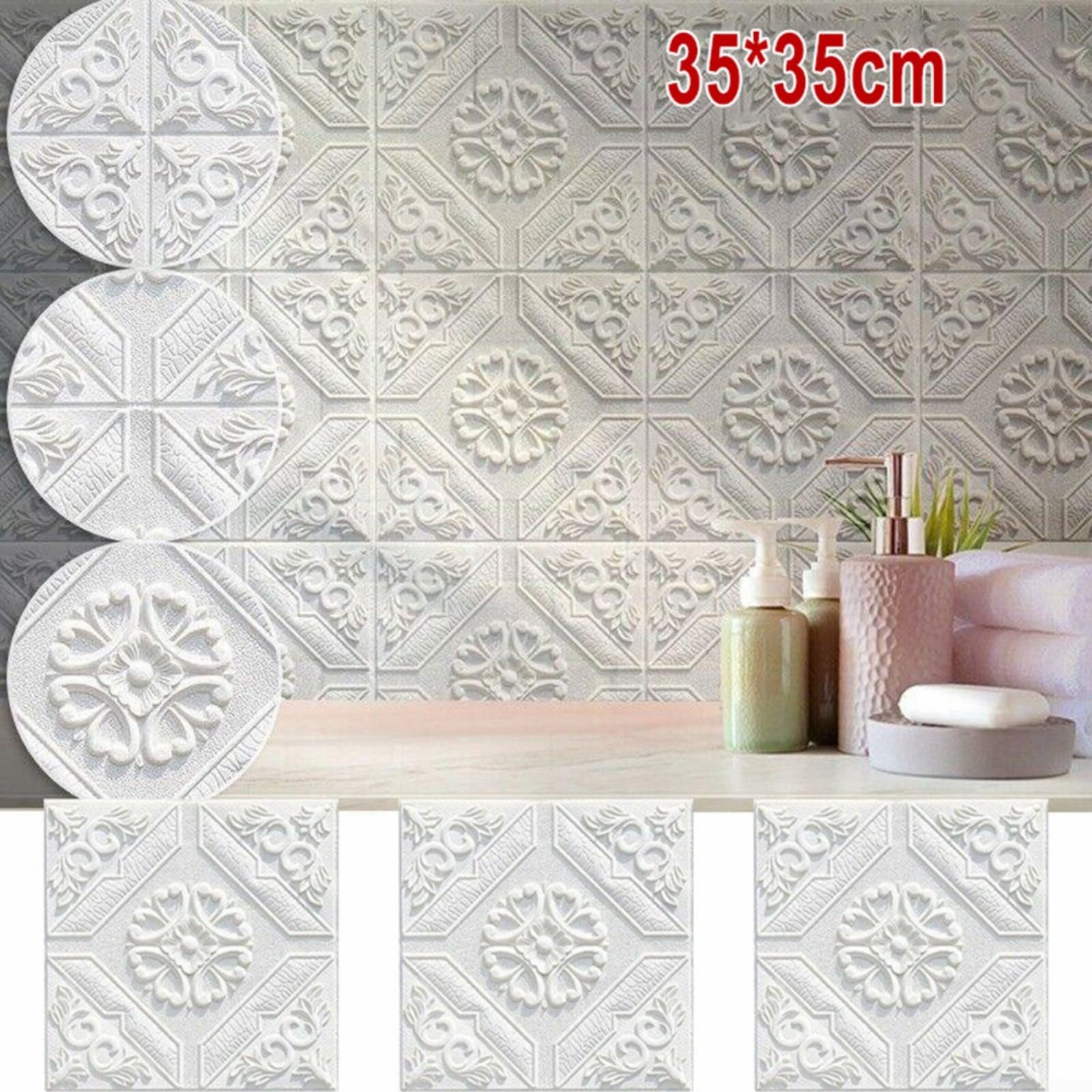 Pannelli da parete 3D, 35 x 35 cm, autoadesivi, impermeabili, per cucina, bagno, soggiorno, camera da letto, decorazione da parete (50 pezzi)