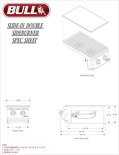 Miniatura 7 de Bull Outdoor Products 30009 - Quemador de doble cara deslizante de gas natural, diseño frontal y trasero