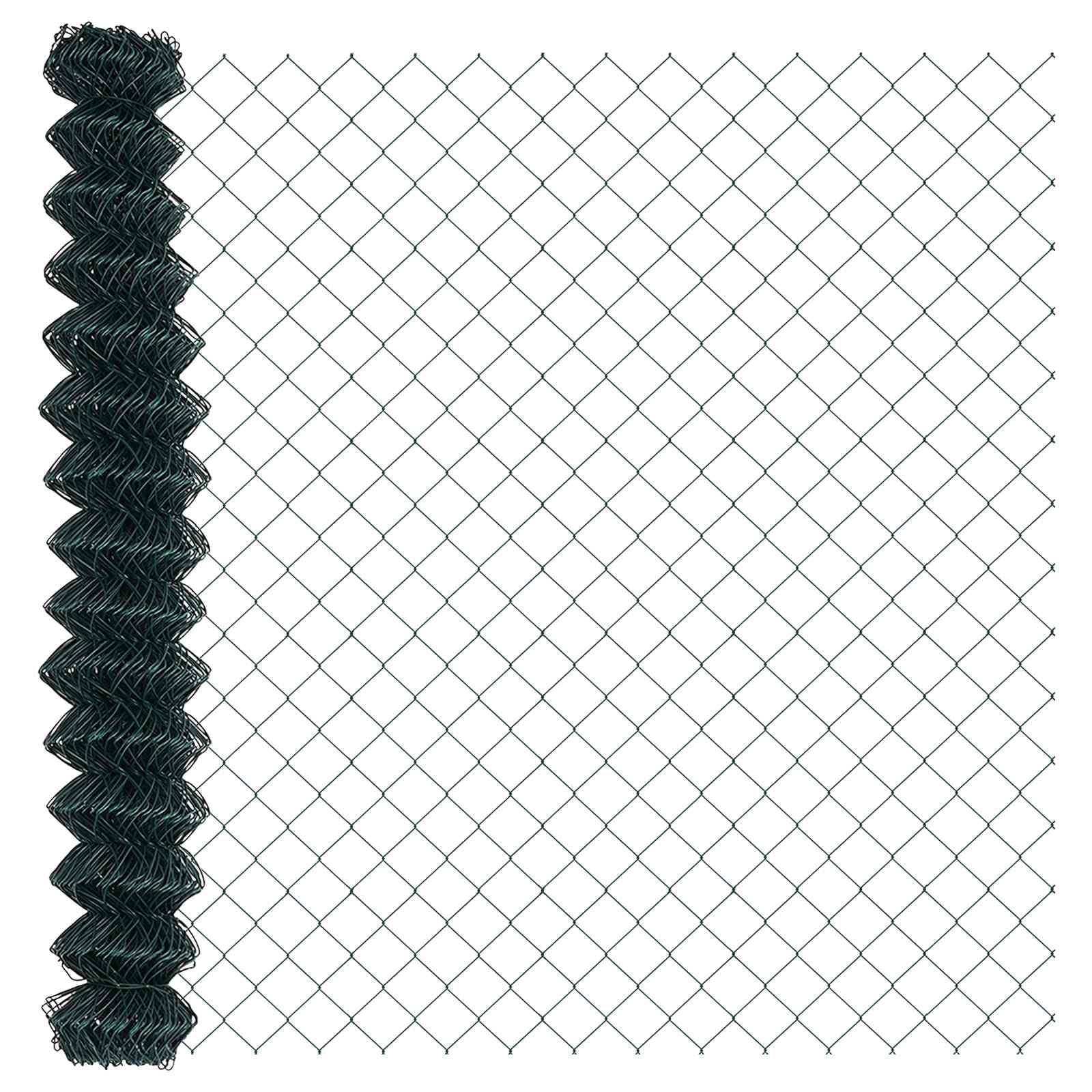 Green Steel Chain Link Fence 10x1.6m Outdoor Mesh Roll Durable Weather Resistant Rust Proof Garden Boundary for Terrace Backyard