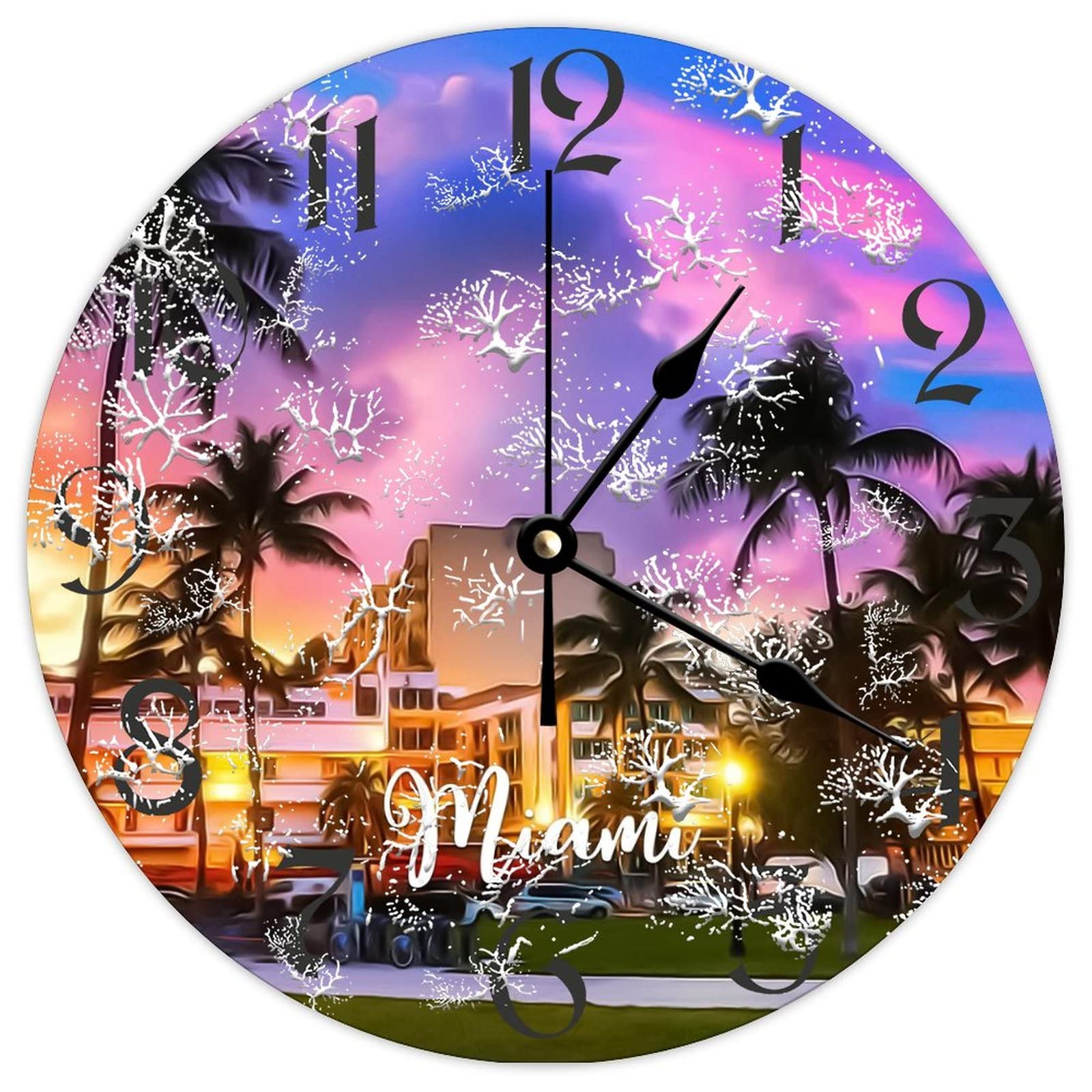 Horloge en bois Miami décorative vintage pour cuisine et maison chaleureuse