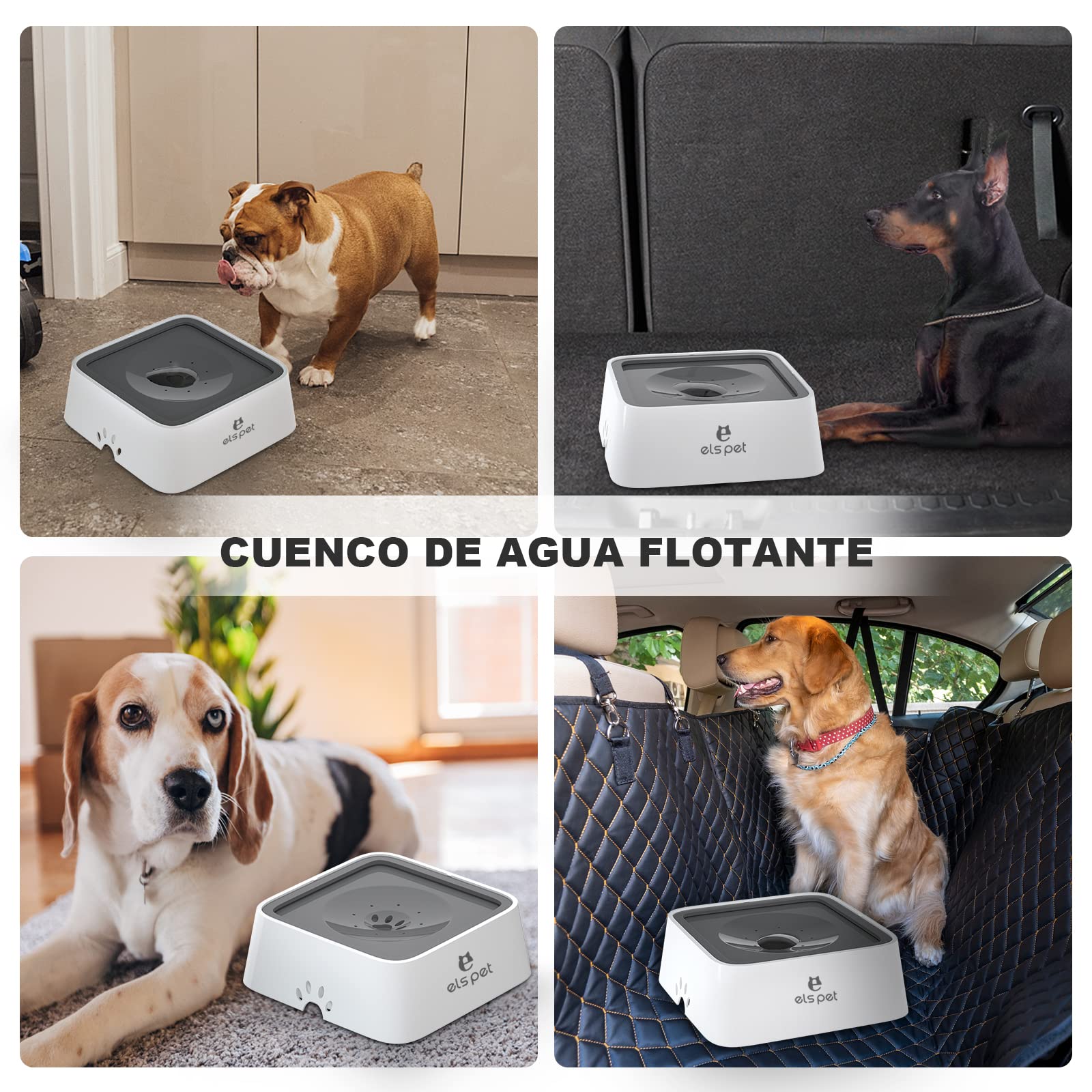 ELS PET Bebedero Antigoteo con Filtro,2L Cuenco Alimentación Lenta, Flotante para Perros y Gatos, Agua Flotante para Mascotas,Sin Derrames