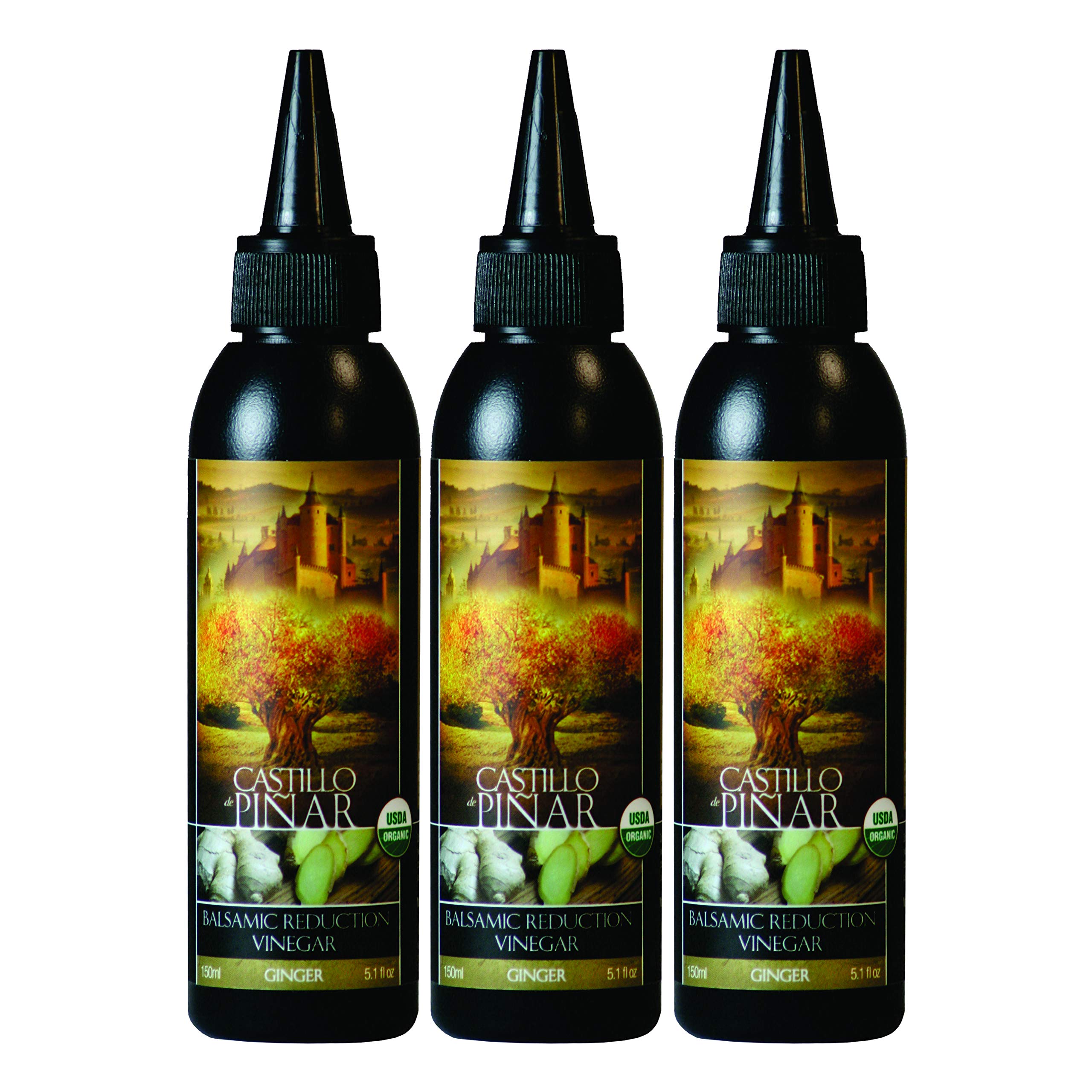 Castillo de Pinar 3-Pack Ginger Balsamic Reduced Vinegar, 150ml Non GMOUSDA Organic