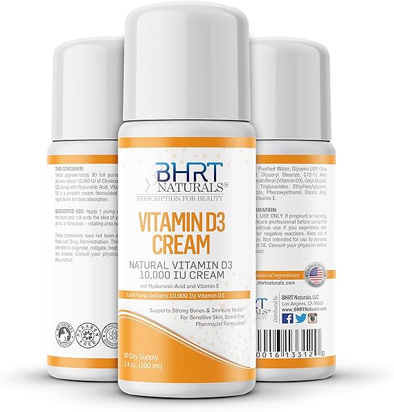 Vitamin D3 10,000 IU Cream All Natural Vitamin D Cream for Itchy