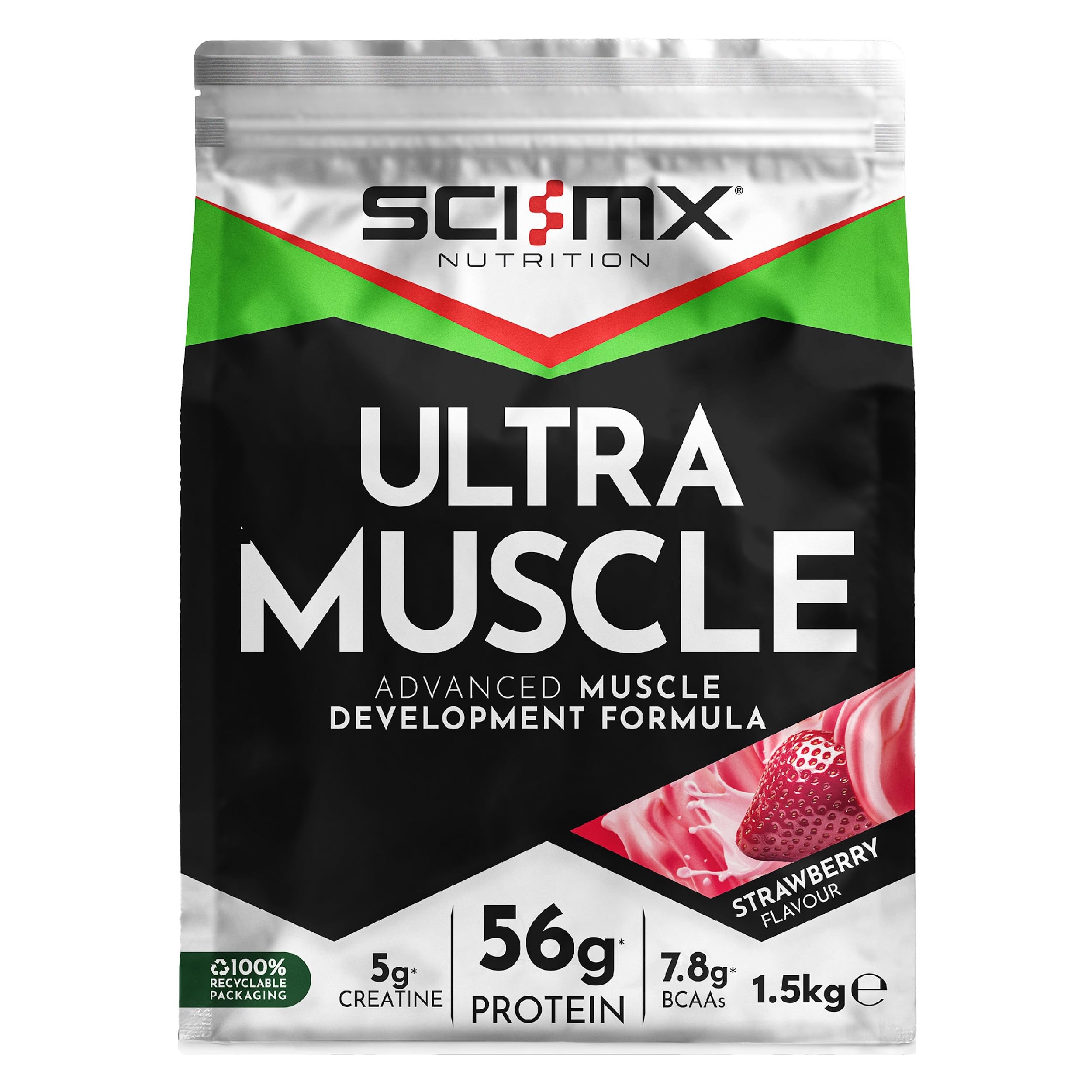 Sci MX Ultra Muscle Whey Protein Powder Lean Mass Gainer Shake 1.5kg Strawberry