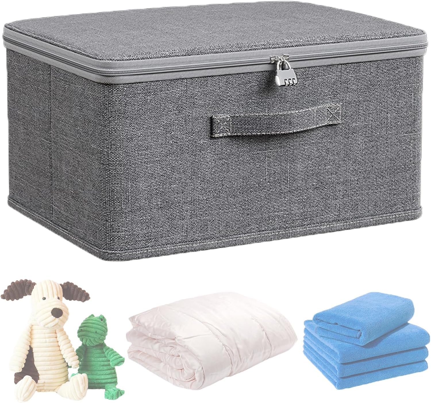 Boîte De Rangement Verrouillable Lavable - Tissu Souple Avec Poignée - Moyen Et Petit Format - Anti-poussière Et Organisée