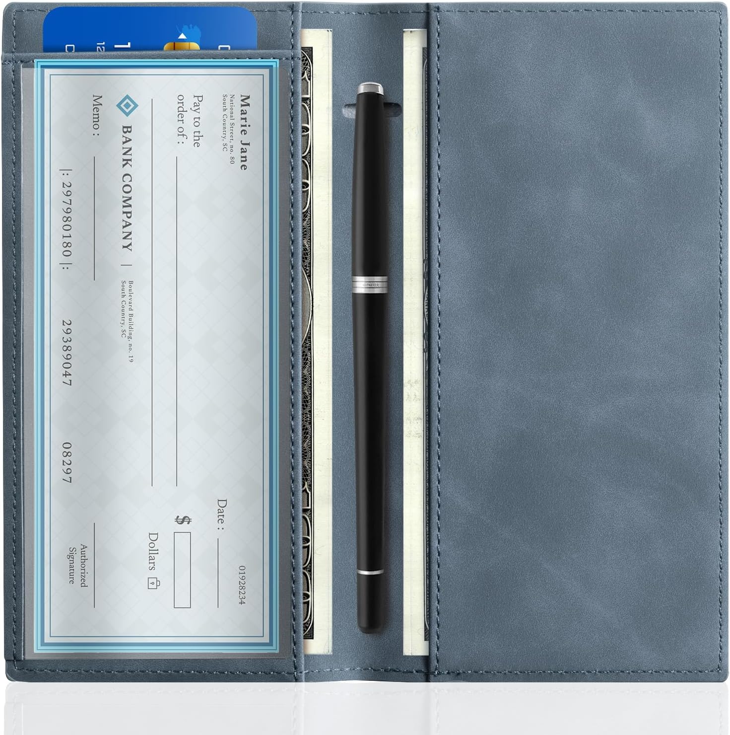 CoBak Premium Leather Checkbook Cover - RFID Blocking, Classic Design, Slim & Durable - Perfect for Personal & Business Checks | RFID Blocking, Classic Design, Slim, Durable - Image 2