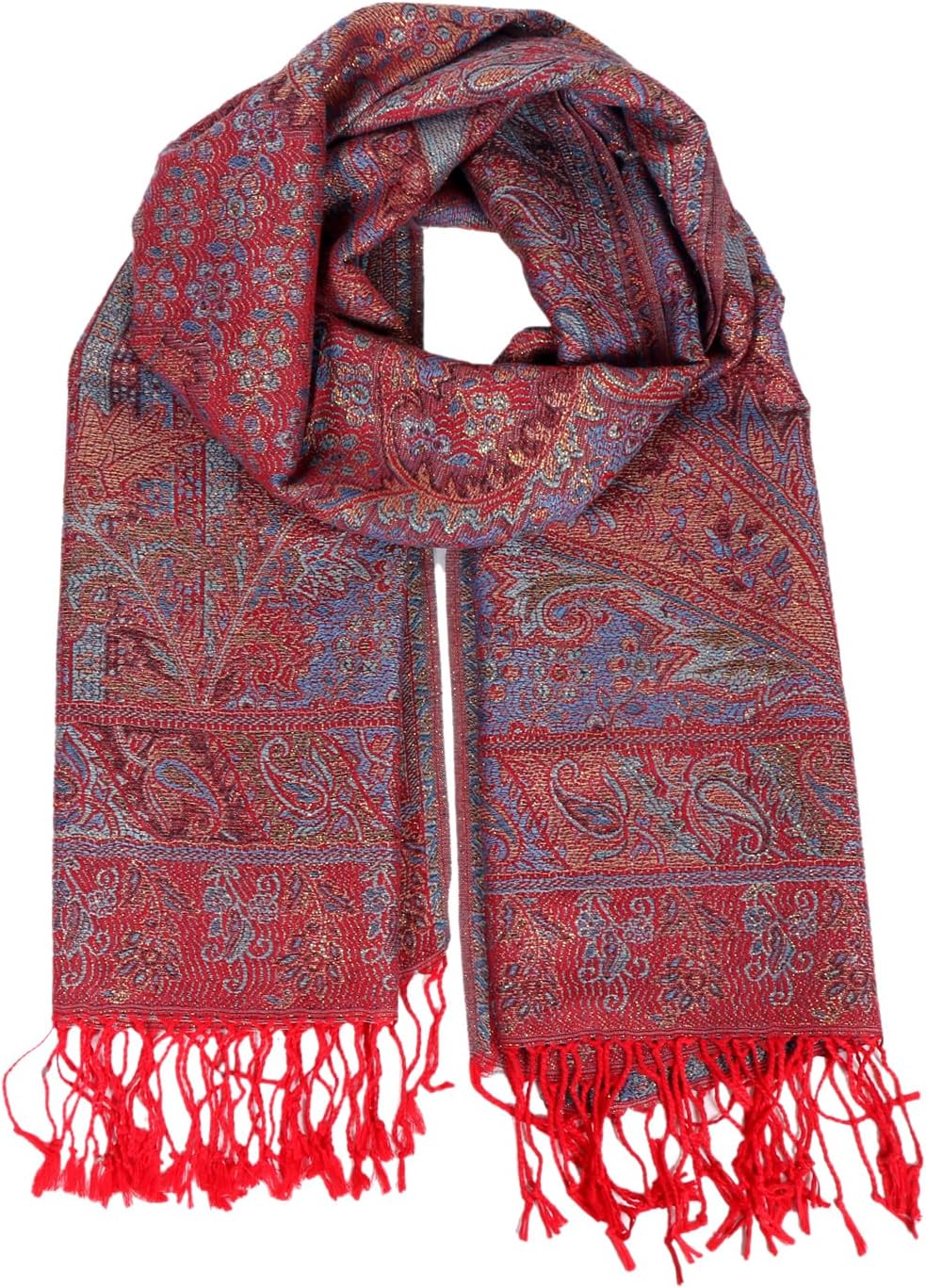 TZ Promise Women's Pashmina Shawl Wrap, Multicolored Paisley Leaf Pattern, Soft Lightweight Evening Rave Scarf