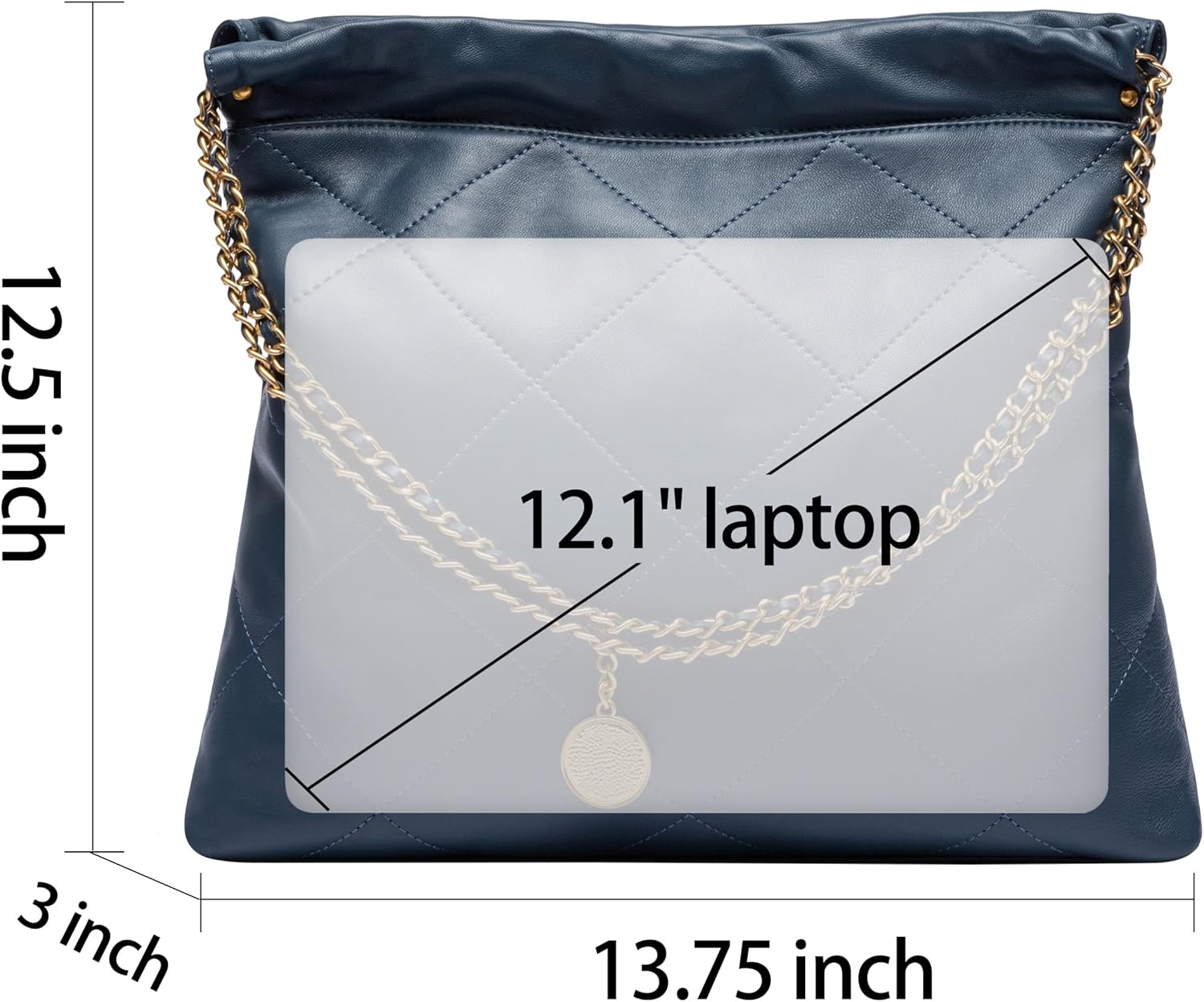 DORIS&JACKY Leather Quilted Tote Bag Set for Women Soft Lambskin Designer Shoulder Chain Purse with 1 Small Clutch - Image 4