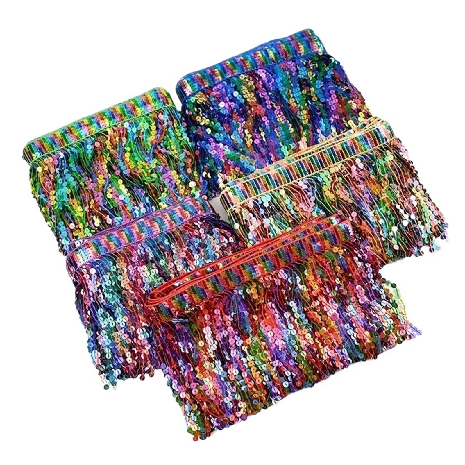 2/5/10 Yards Gestickte Pailletten Quaste Fransen for Nähen Ethnische Spitze Trimmen Band Latin Dance Kleidung Rock trimmen Zubehör(Purple,10Yards)