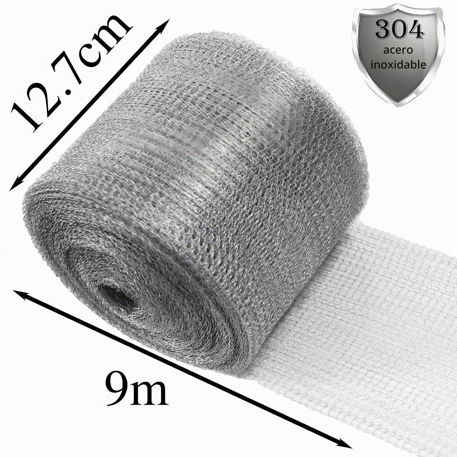 Malla de alambre para protección de roedores de acero inoxidable, 12,7 cm x 9 m, malla metálica flexible para jardín y casa, protección de ratones para rejillas de ventilación (12,7 cm x 9m)