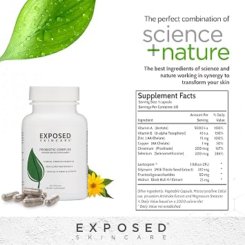 Exposed Skin Care Probiotic Supplement Complex with 1 Billion CFU