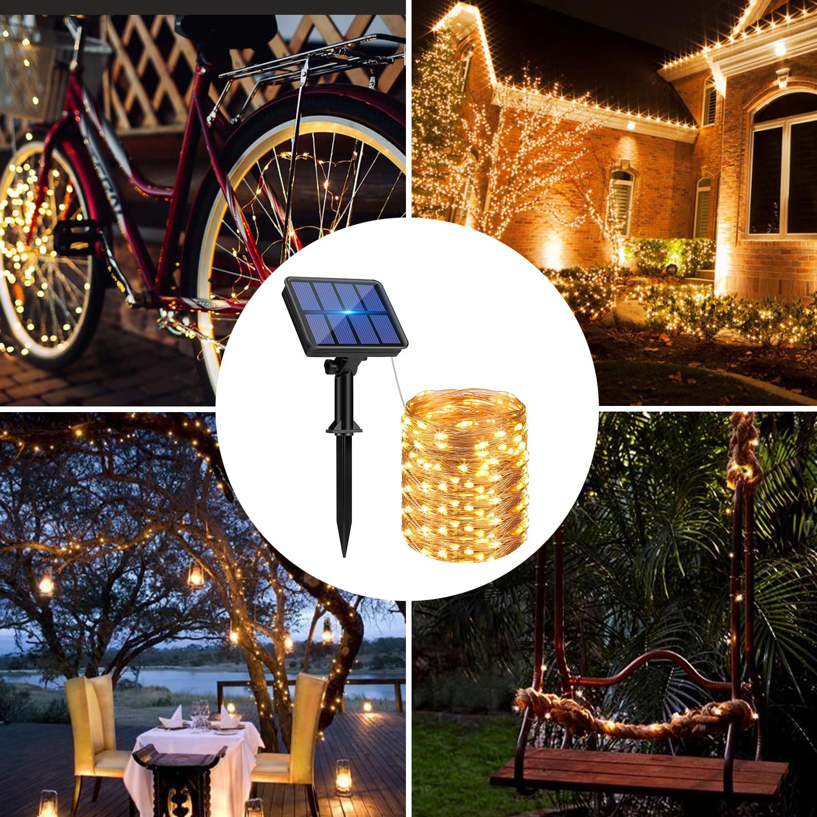 btfarm 2 Paquete Guirnaldas Luces Exterior Solar, Totalmente 30M 300 LED, 8 Modos Cadena de Luces Decoracion para Terraza, Fiestas, Bodas, Patio, Jardines (Blanco Calido)
