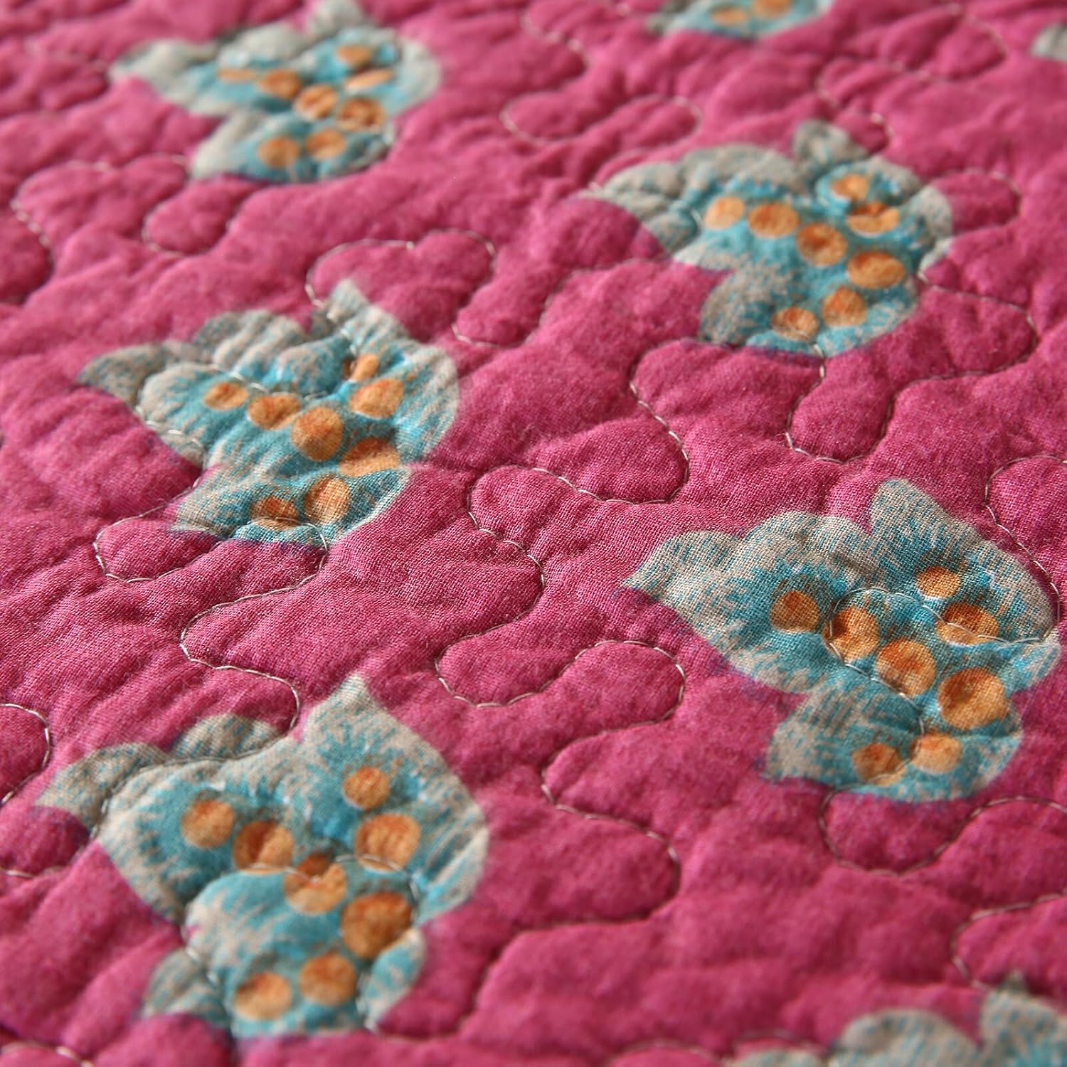 100% Cotton Boho Quilt Set Full Queen Size Gorgeous Paisley Floral Patterned Quilt Bedspread 98"x90" Bohemian Vibrant Exotic Ethnic Mandala Coverlet Bedding Set 3 Pieces for All Seasons - Image 5