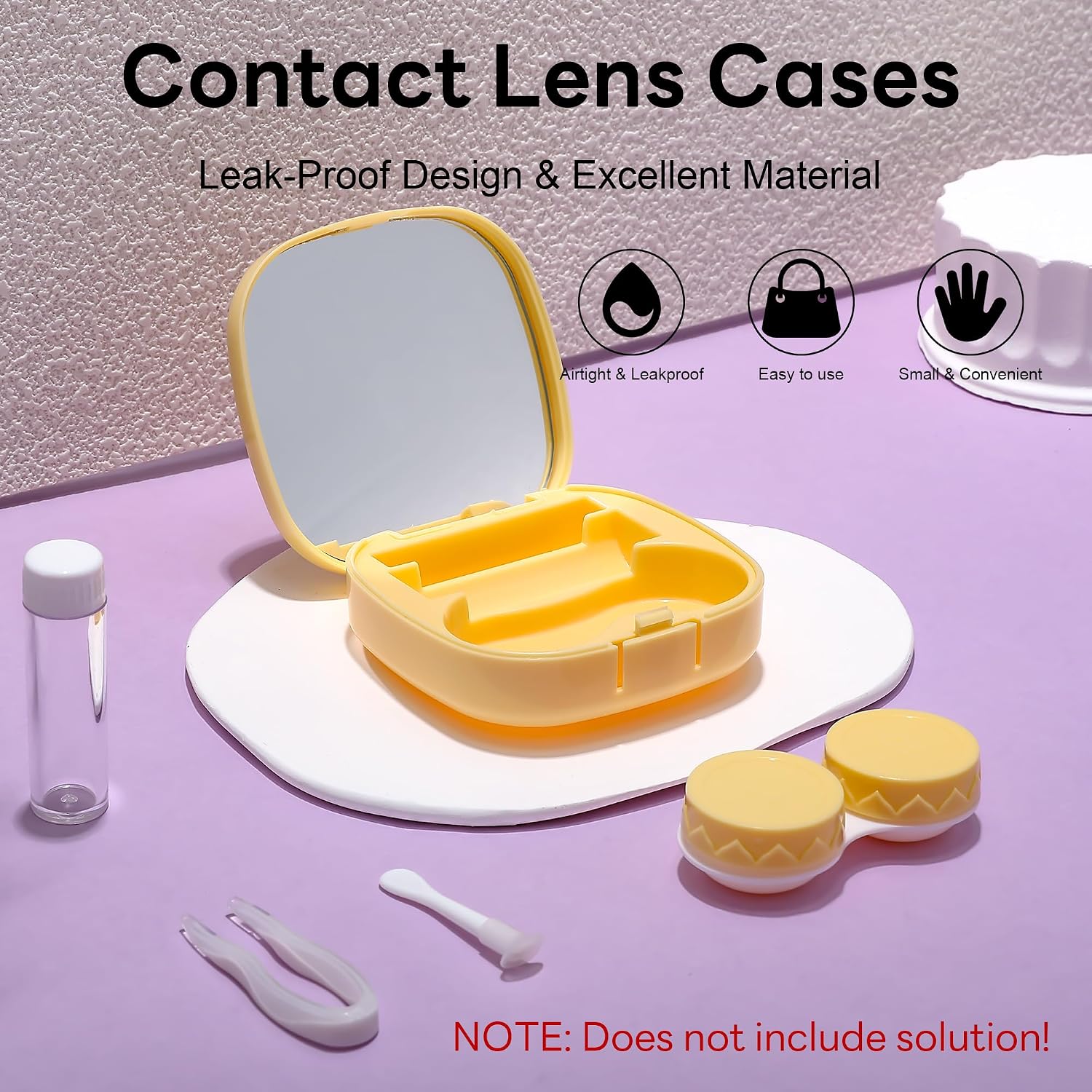 FEISEDY Portable Cute Contact Lens Case Remover Tool With Mirror Tweezers Kit for Women and Girl B0081