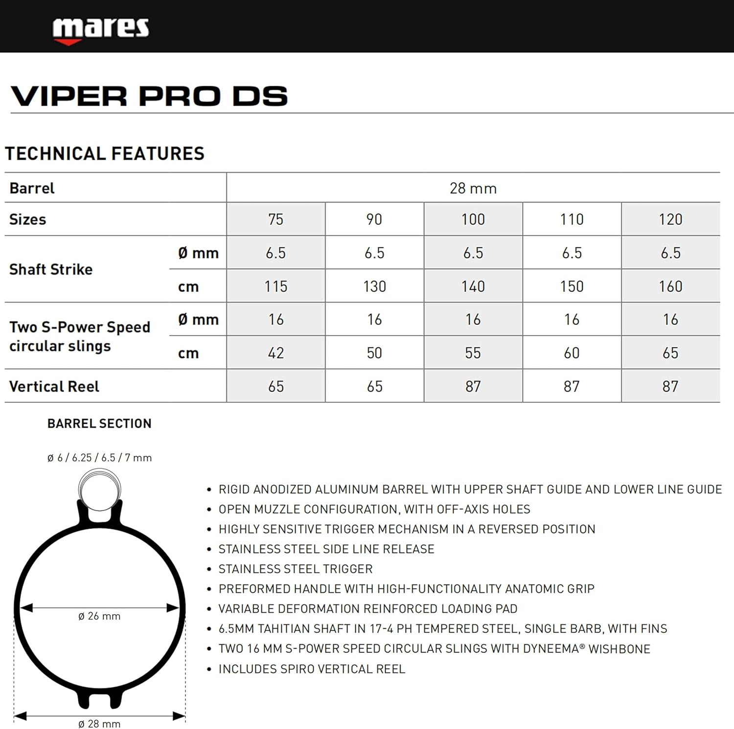 Mares Viper Pro DS Speargun for Spearfishing - Pneumatic Spear Gun with Aluminum Barrel & Vertical Spiro Reel