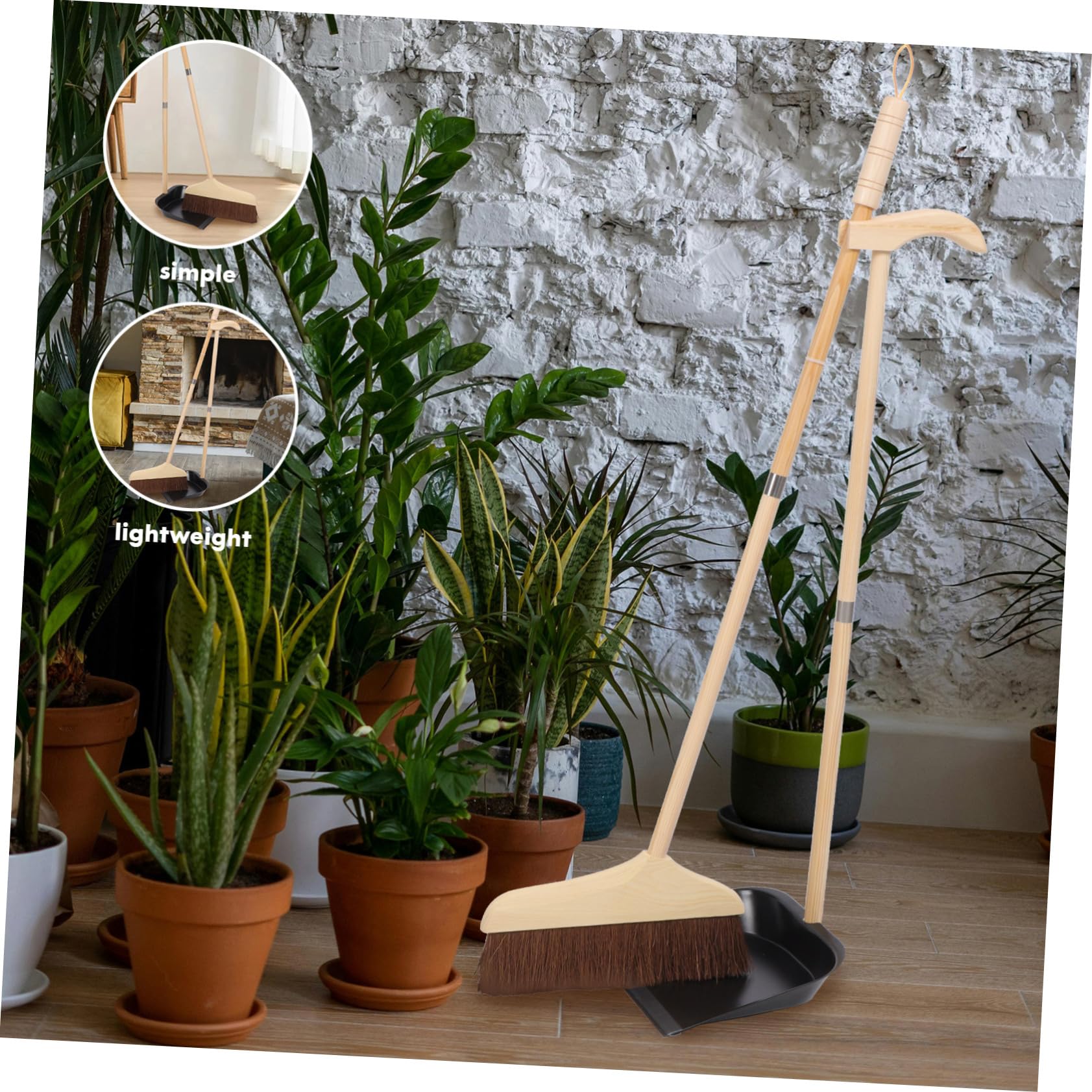 SOLUSTRE Besen und Kehrschaufel Haushalt Innen und Außenbereich Geeignet Robustes Material Ergonomischer Griff Platzsparendes Design