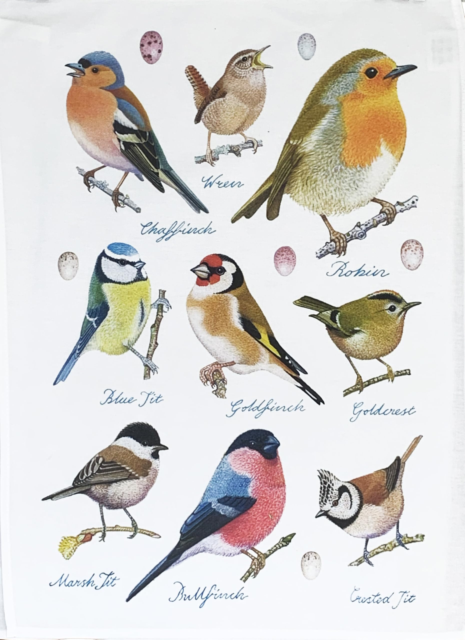 Half A Donkey White Popular Garden Birds Large Cotton Tea Towel