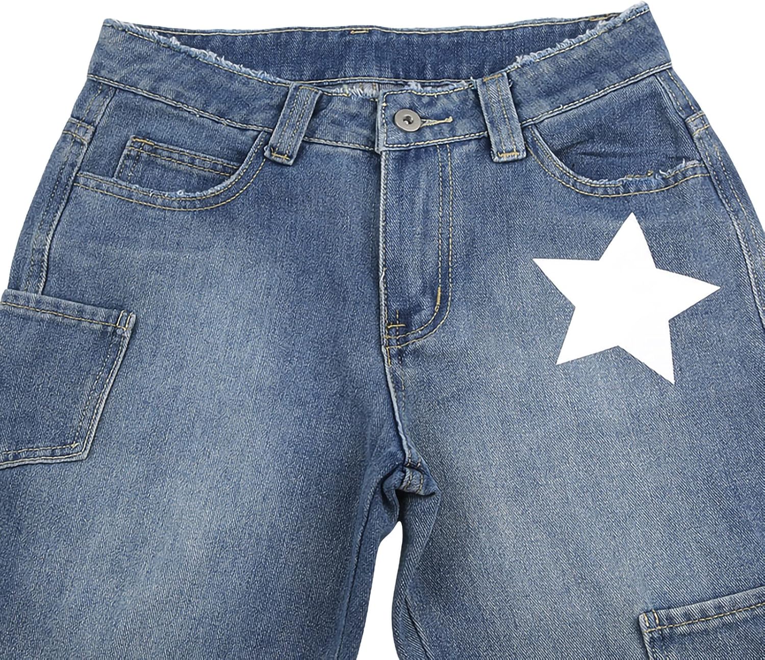 Pantaloni a vita bassa da donna con stelle grafiche Y2K Jeans in denim