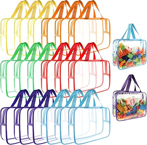Miniatura 9 de 18 paquetes de bolsas de almacenamiento de juguetes con etiquetas, bolsas de almacenamiento de rompecabezas de PVC transparente, bolsas Negro