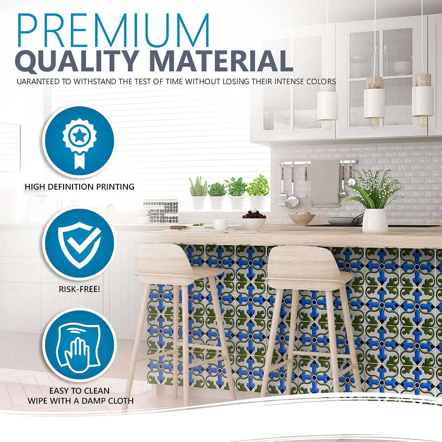 Tile Stickers Backsplash Tiles by Mi Alma 6x6 Inch 24 pcs Talavera Tile Decals Application Design Ideal for Ceramic Glass Wood Bathroom Decals, Kitchen Decals Wall Decals (Decorative Tile Sticker)