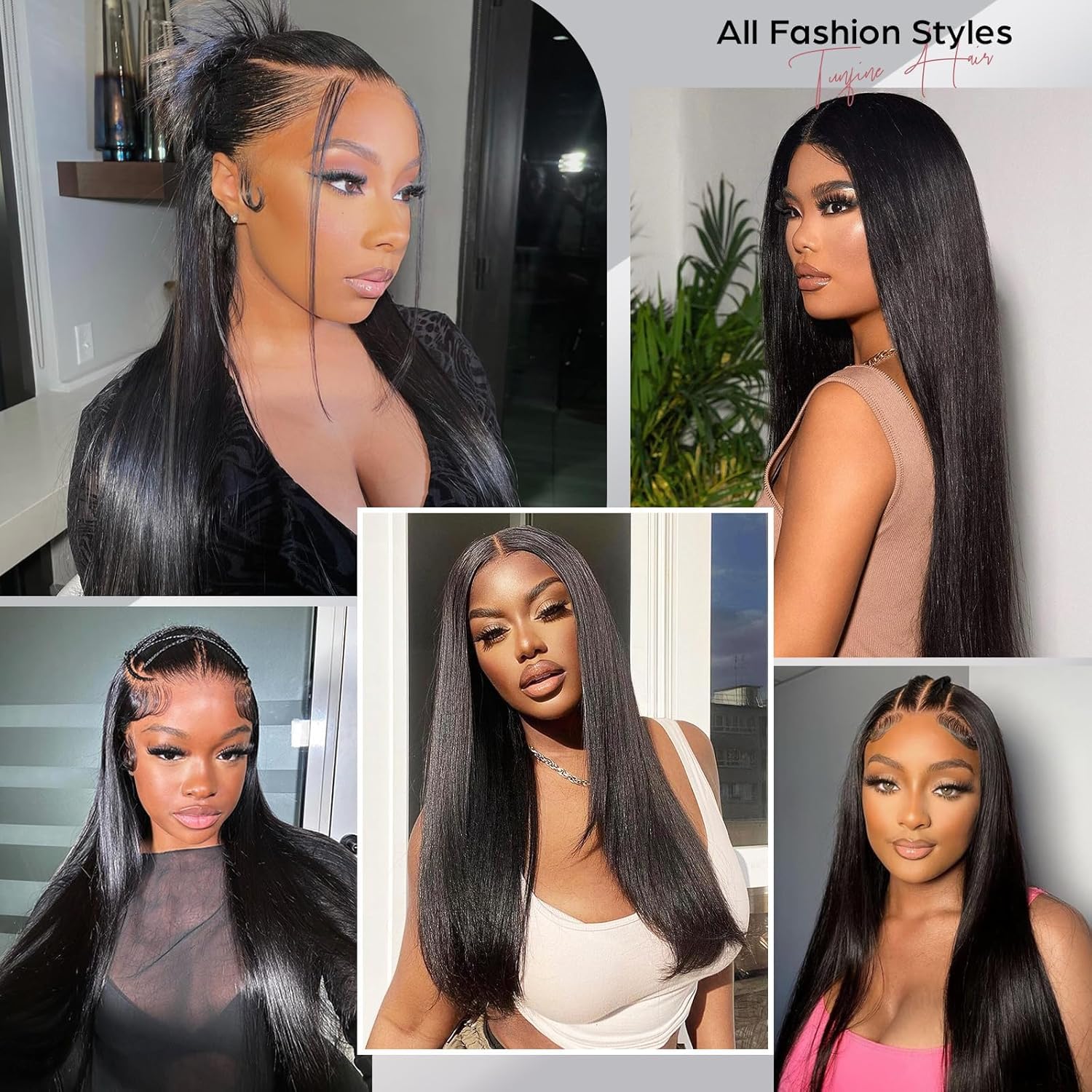 20 Pulgadas Pelucas Mujer Pelo Natural 5x5 Lace Front Wigs Human Hair Peluca Negra Larga Con 180% Densidad Rayita Pre Arrancada Con Cabello Natural De Bebé (50cm)
