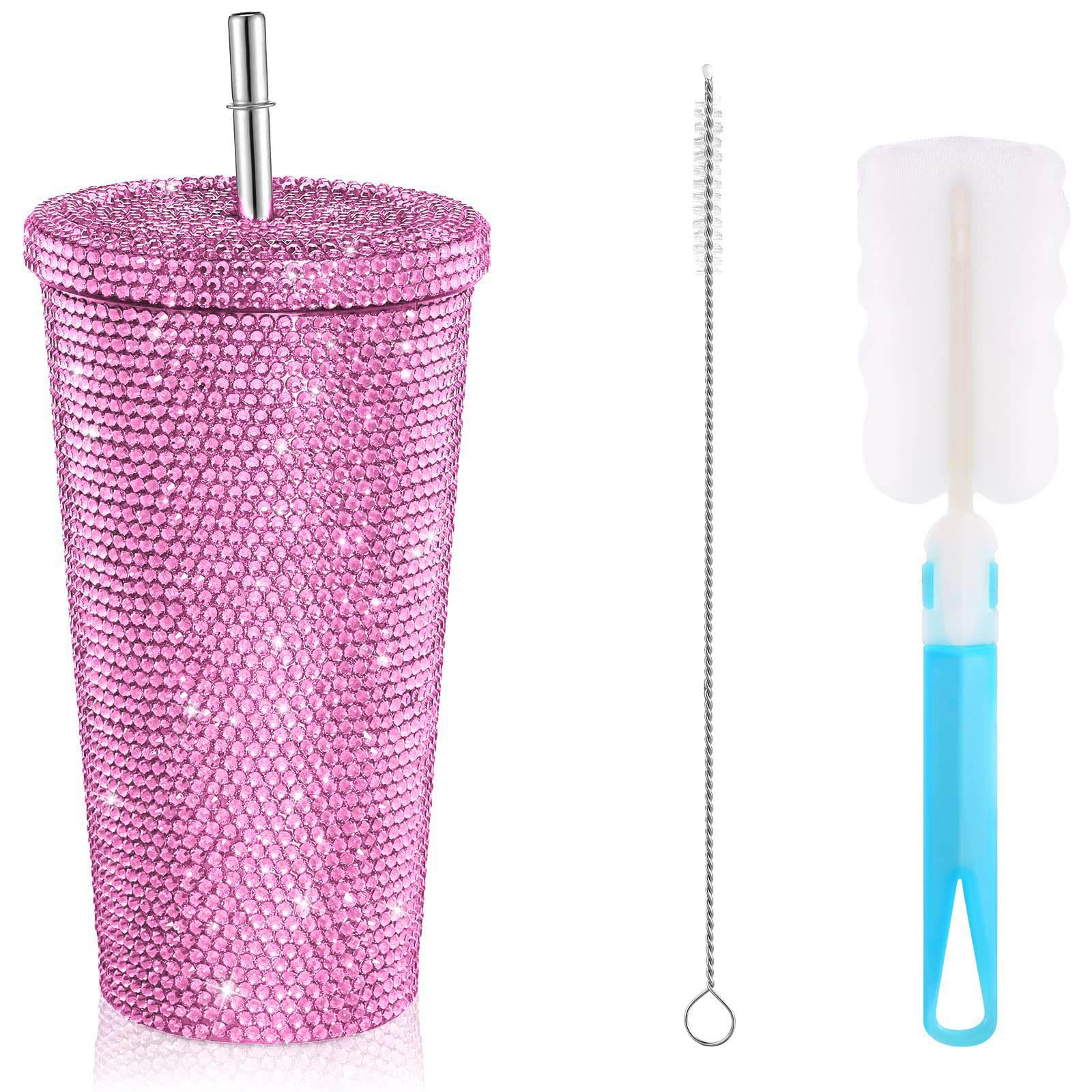 MALSSE Stainless Steel Coffee Cups Straw Water Cups Insulated Cup with Decorations Thermal Suitable for Indoor Straw Thermal Cup