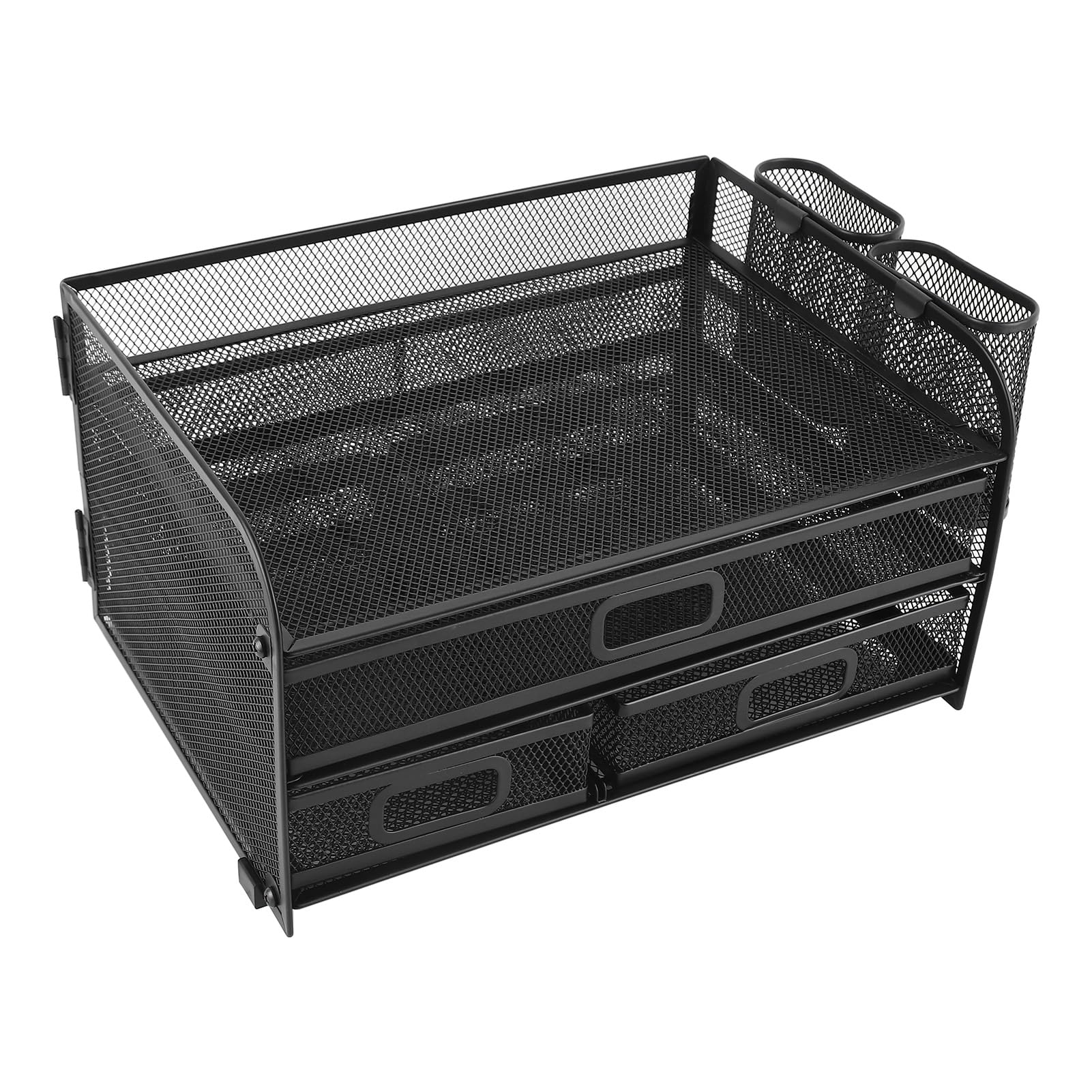 Organizer da scrivania a 3 livelli in rete, organizer da scrivania in rete con 5 scomparti, contenitore da ufficio pieghevole e multifunzionale per studio, dormitorio e a