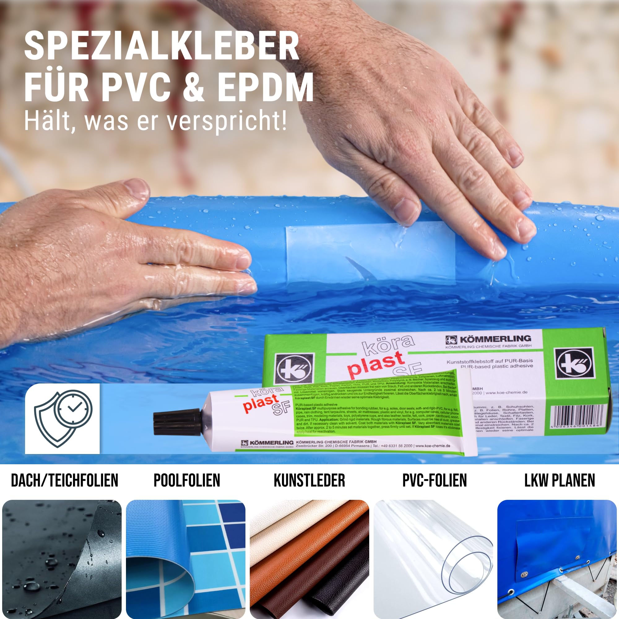 Poolkleber Reparaturset - Wasserdichte Lösung Für PVC-Poolfolien, Teiche & Mehr