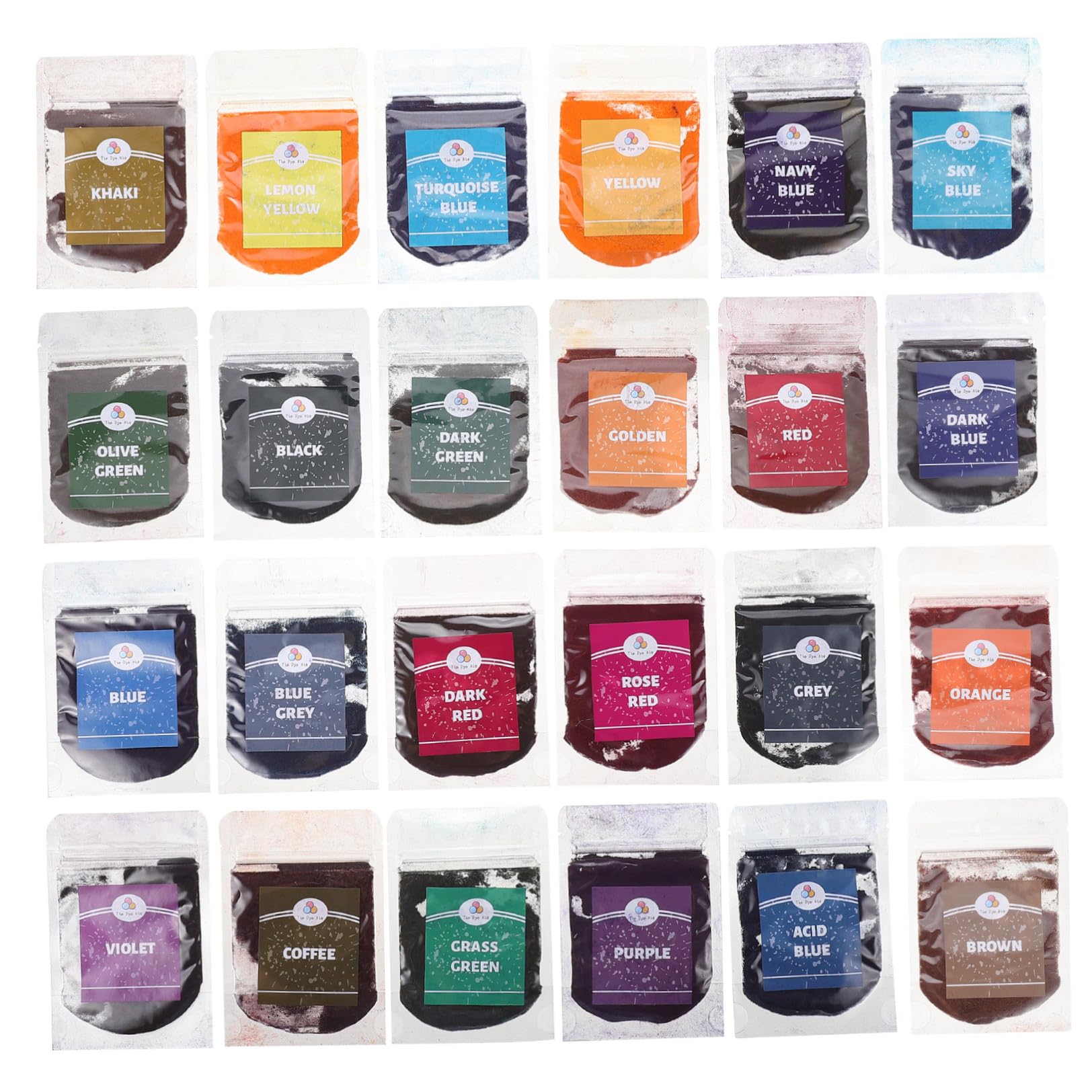 Kit di Pigmenti in Polvere Sintetica per Tingere Tessuti 24 Colori per DIY Tie Dye su Gonne e Sciarpe, per Arte e Lavori Creativi e Amici
