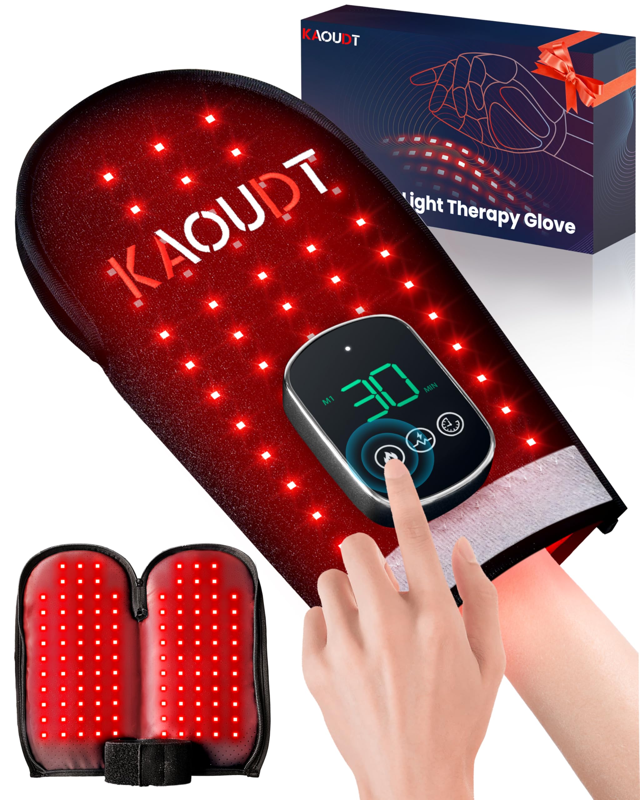cordless red light therapy glove for hand, 5000mah rechargeable dual-sided 112 leds 660nm&850nm infrared light therapy device for hand fingers wrist joint pain relief