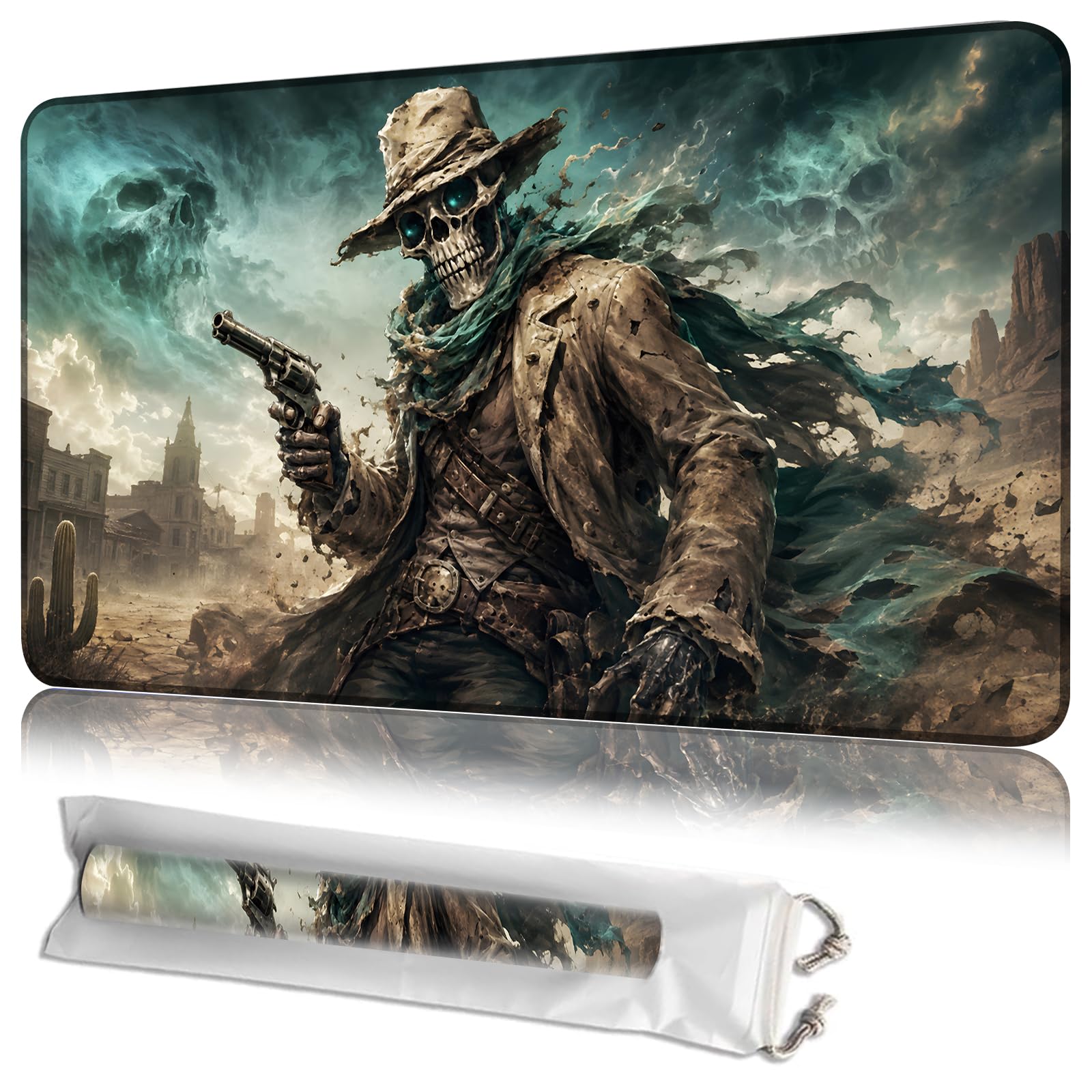 JANENFNA Moonlit Reaper Wraith MTG Playmat, 24 x 14 Inch Gaming Mat