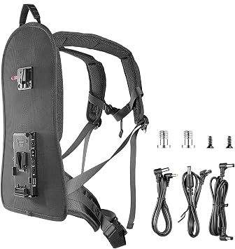 FOMITO Camera Harness Vest with V-Mount Battery Plate, V-Mount Battery Backpack Vest, Man-Portable Camera Rig with Wireless Video Transmission BB-01-Red