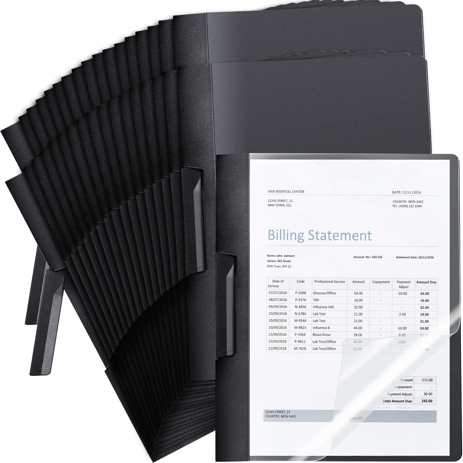 Maitys 50 Pcs Clear Report Covers with Clip 11.4 x 9 Inch Report Folder Cover Sliding Bar Presentation Folders Clear Front Plastic Resume Folder for Files Paper Interview Office(Black)